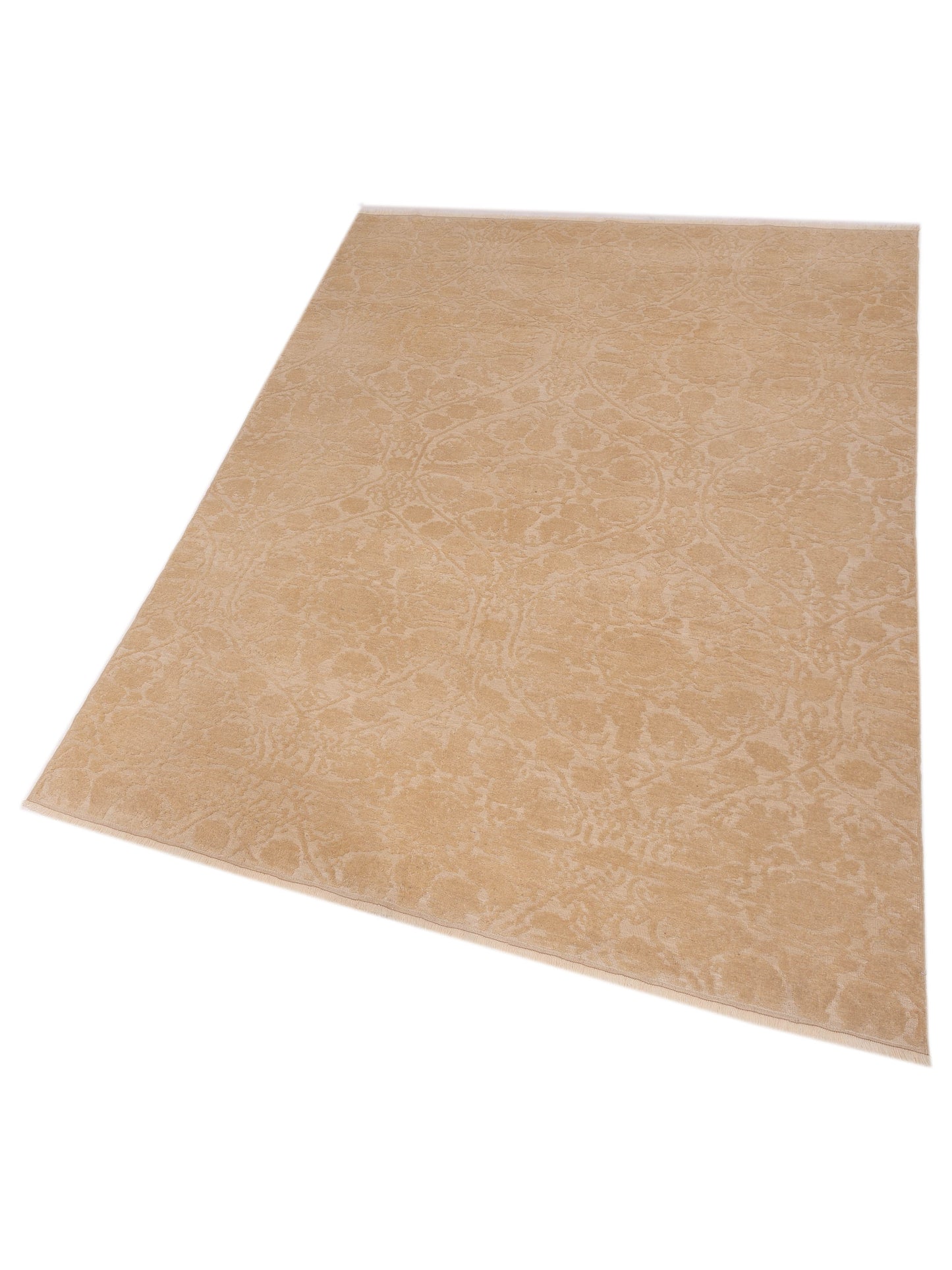 Defne Lotus Ivory Ivory 6.7x8.8 Hand Knotted Rug