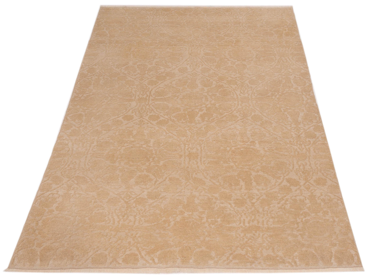 Defne Lotus Ivory Ivory 6.7x8.8 Hand Knotted Rug