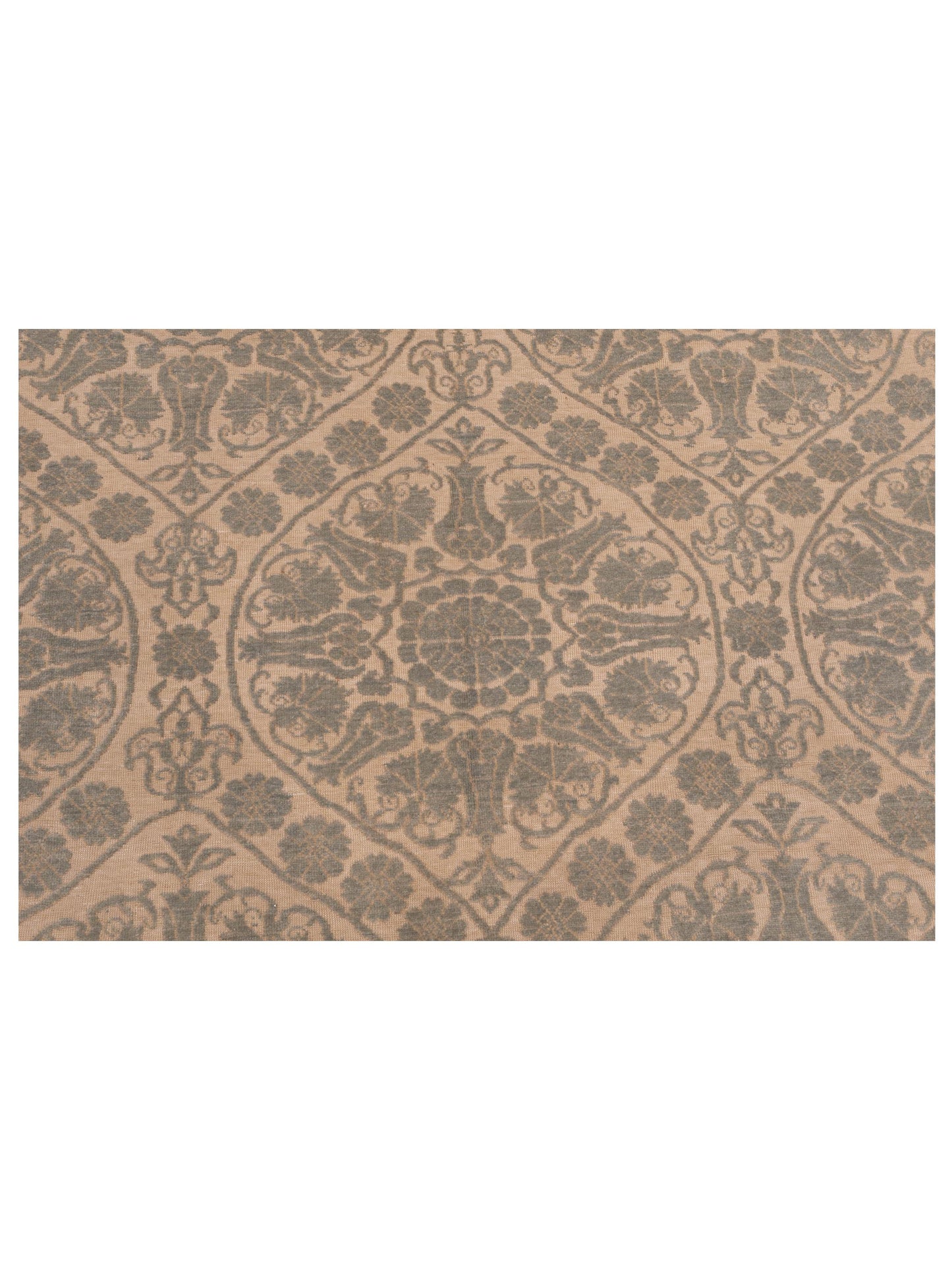 Defne Lotus Ivory Ice Blue 6.8x9.9 Hand Knotted Rug