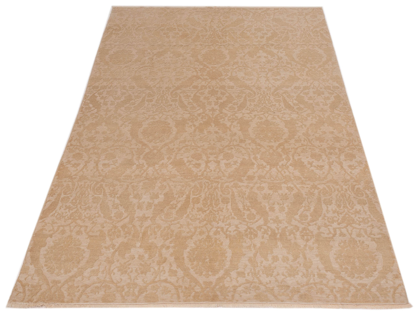 Defne Orchid Ivory Beige 6.5x9.7 Hand Knotted Rug