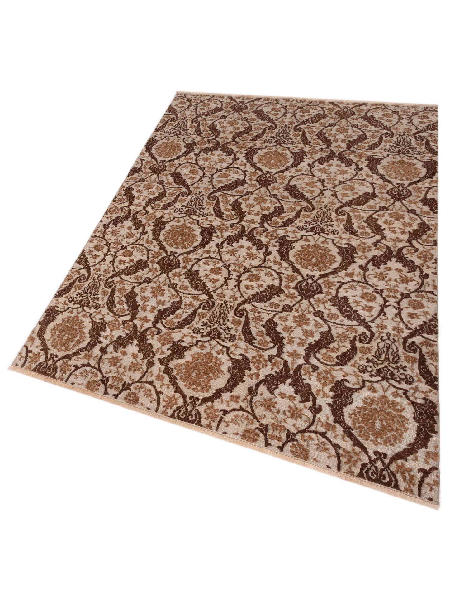 Defne Orchid Beige Brown 6.7x9.3 Hand Knotted Rug