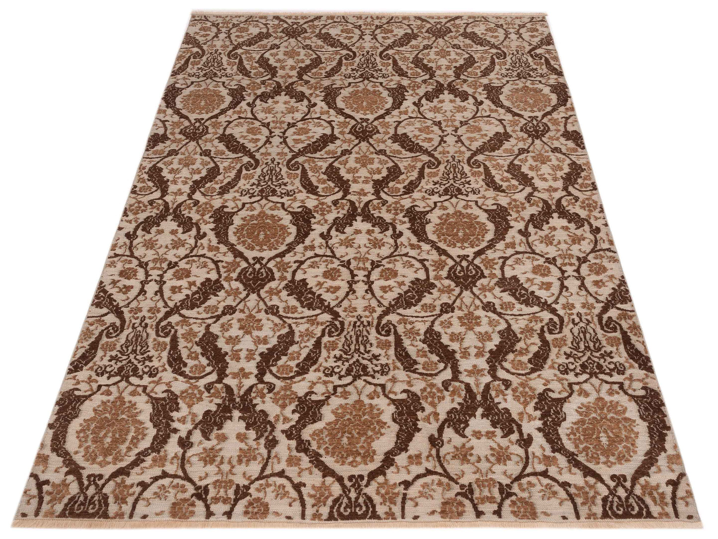 Defne Orchid Beige Brown 6.7x9.3 Hand Knotted Rug