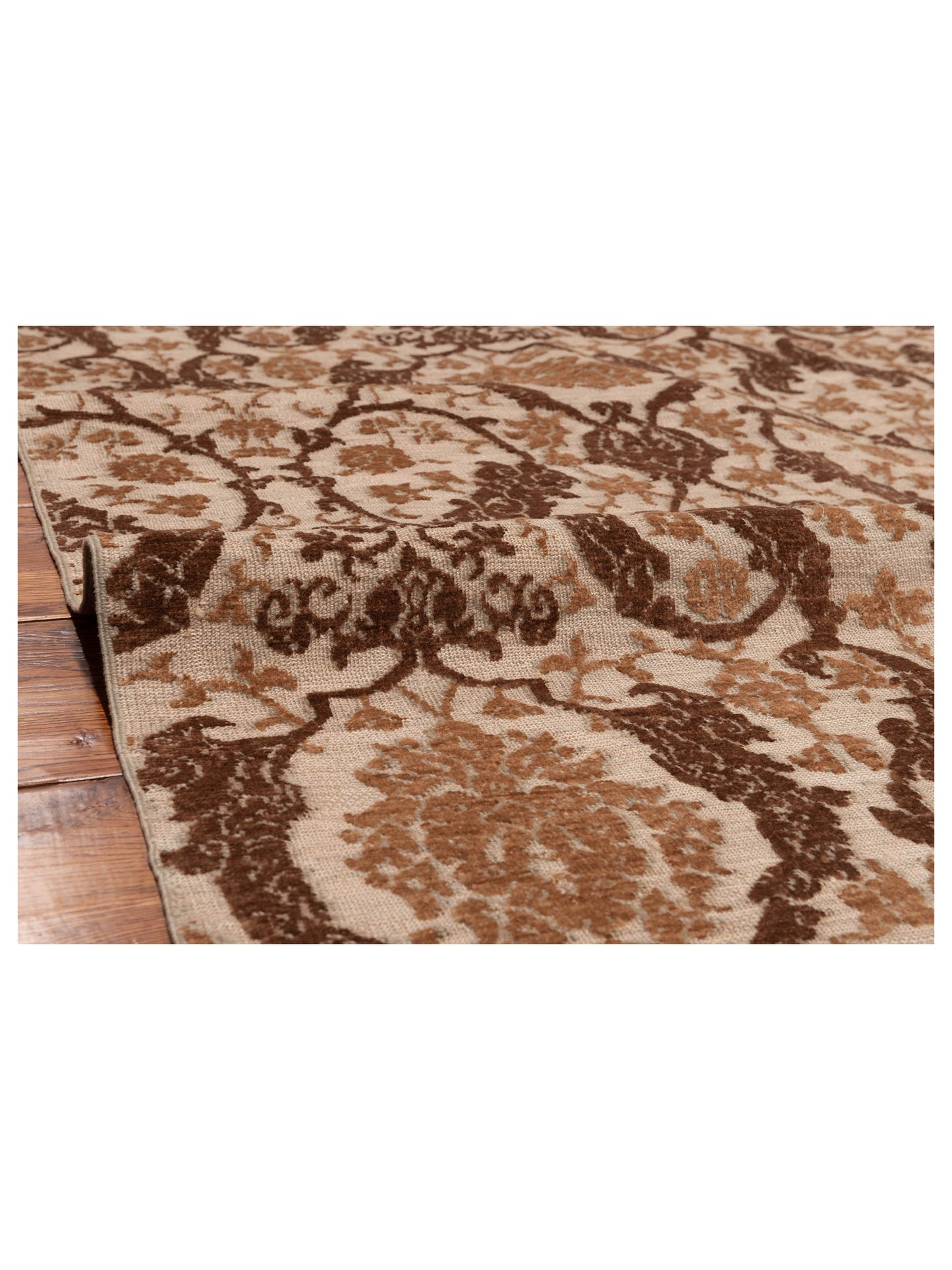 Defne Orchid Beige Brown 6.7x9.3 Hand Knotted Rug