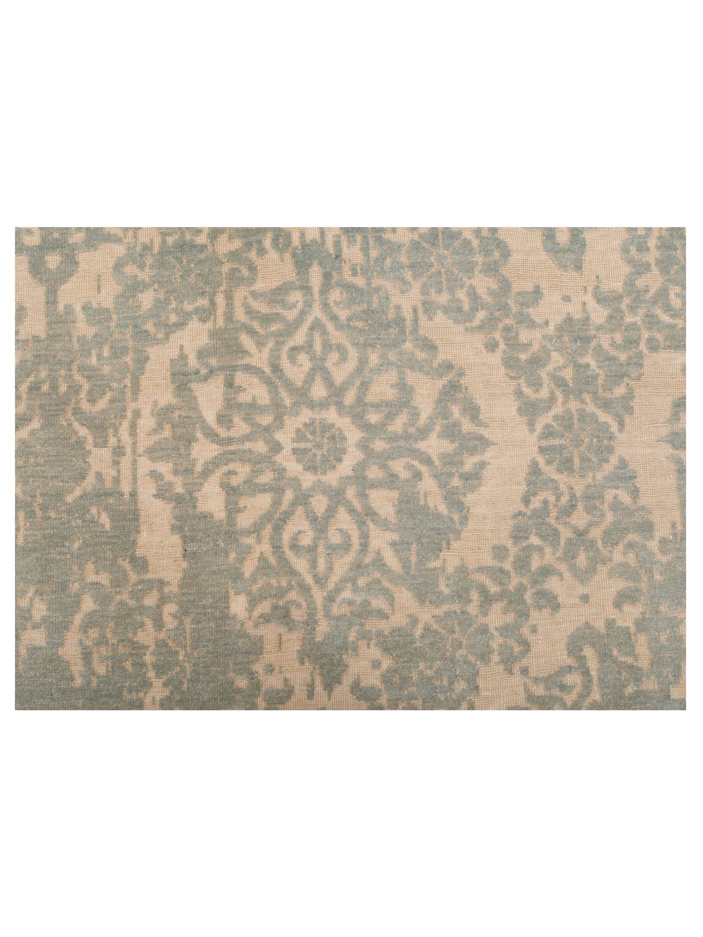 Defne Beony Ivory Ice Blue 8x9.7 Hand Knotted Rug