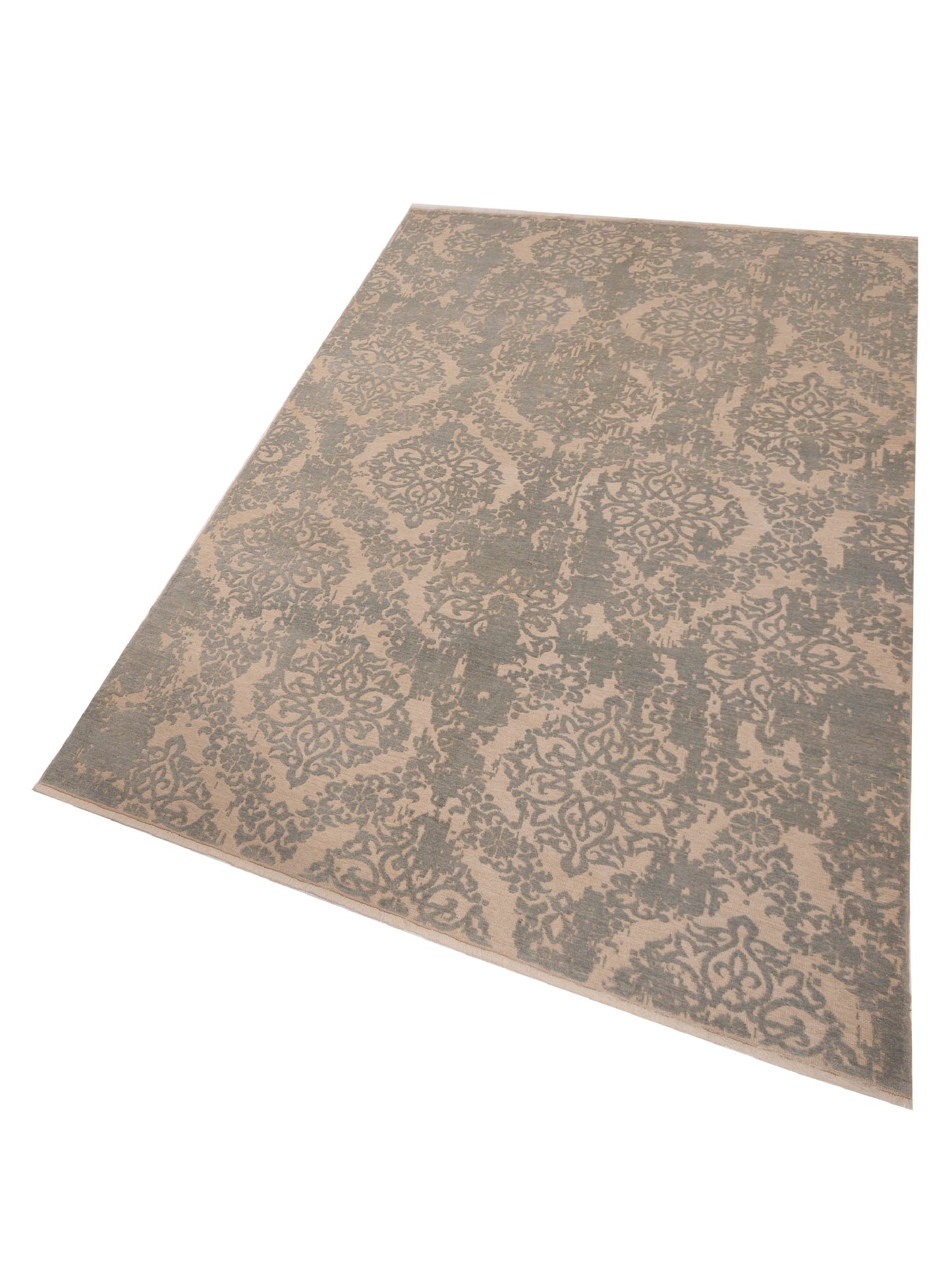 Defne Beony Ivory Ice Blue 6.8x10.6 Hand Knotted Rug