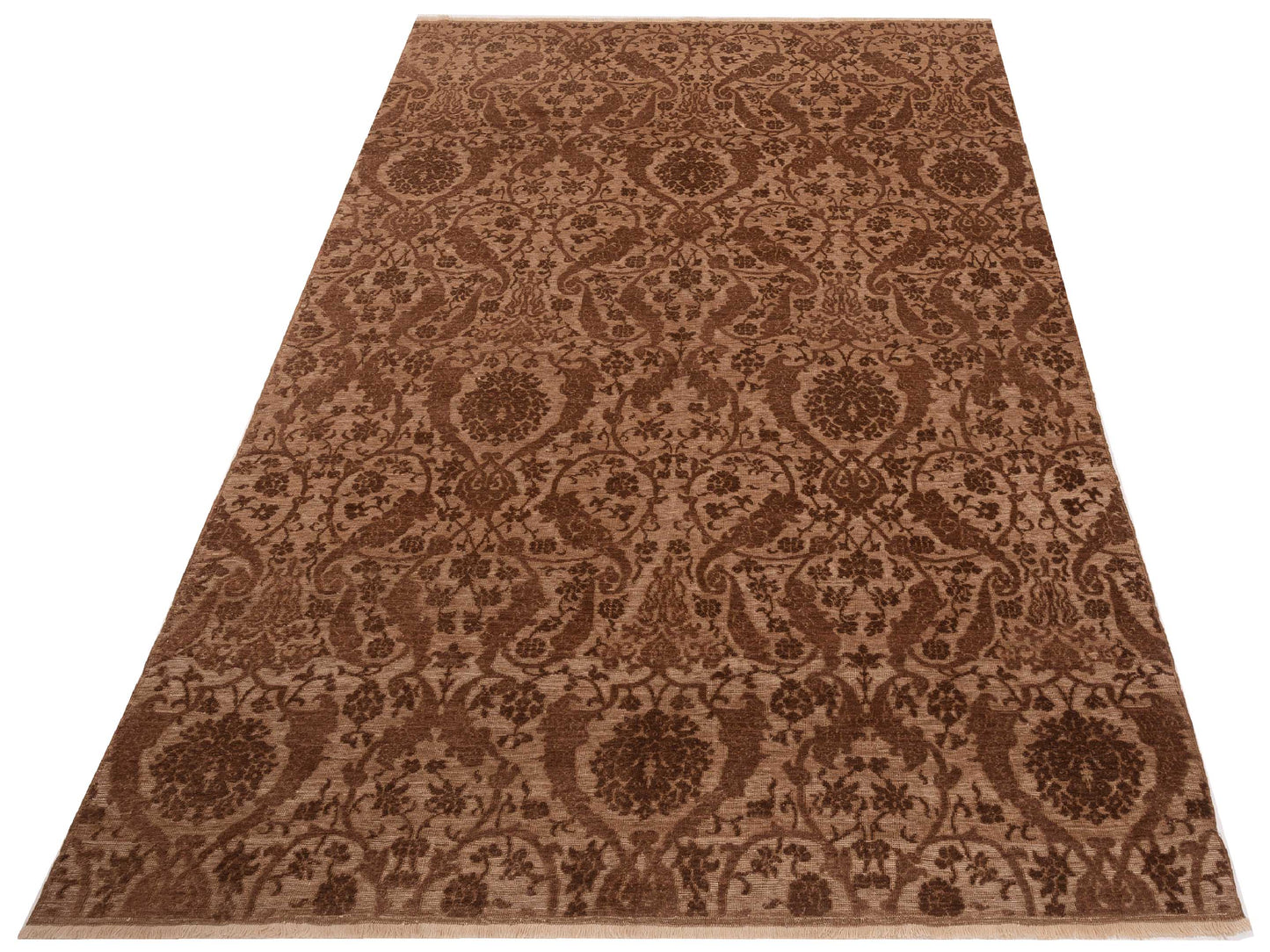 Defne Orchid Brown Drak Brown 6.6x9.9 Hand Knotted Rug