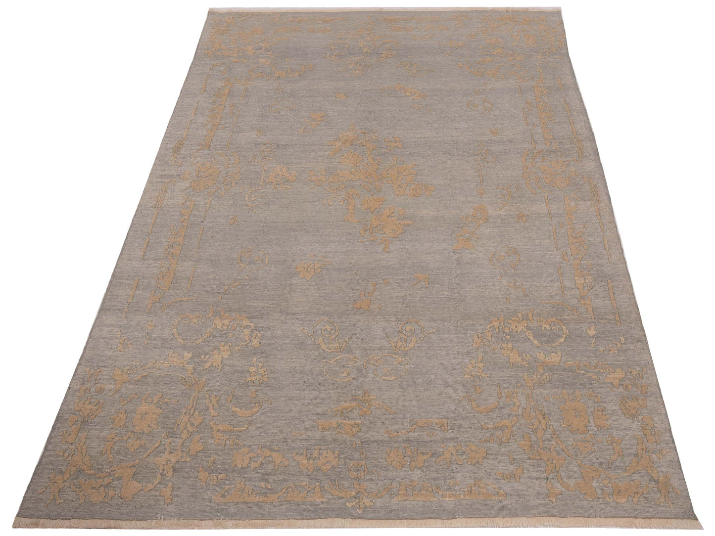 Defne Clove Ice Blue Ivory 6.6x8.11 Hand Knotted Rug