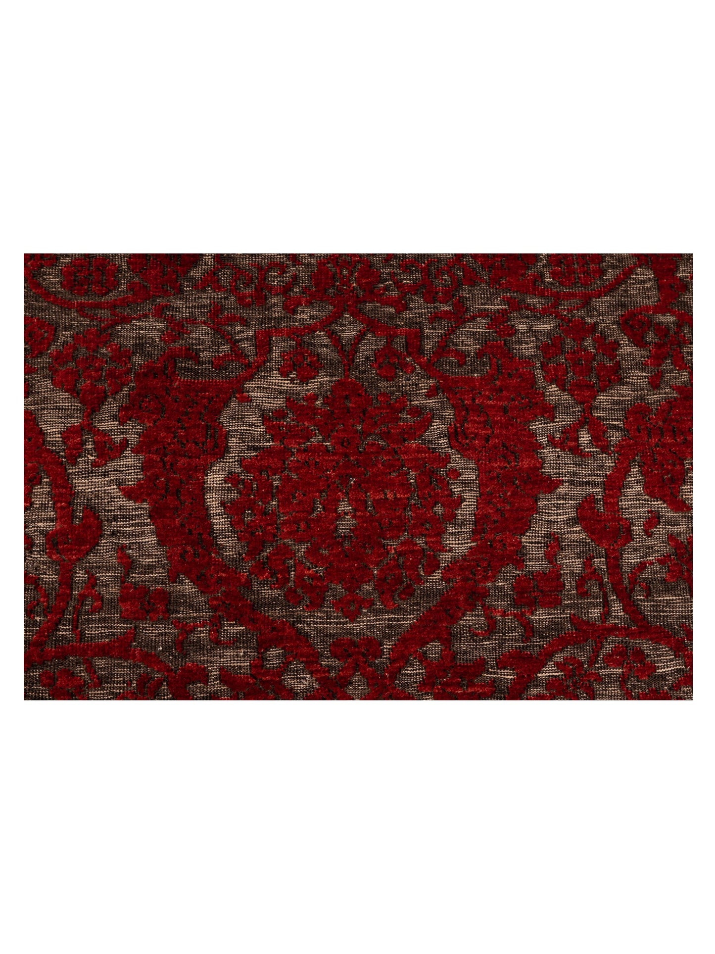 Defne Orchid Charcoal Red 6.7x8.11 Hand Knotted Rug