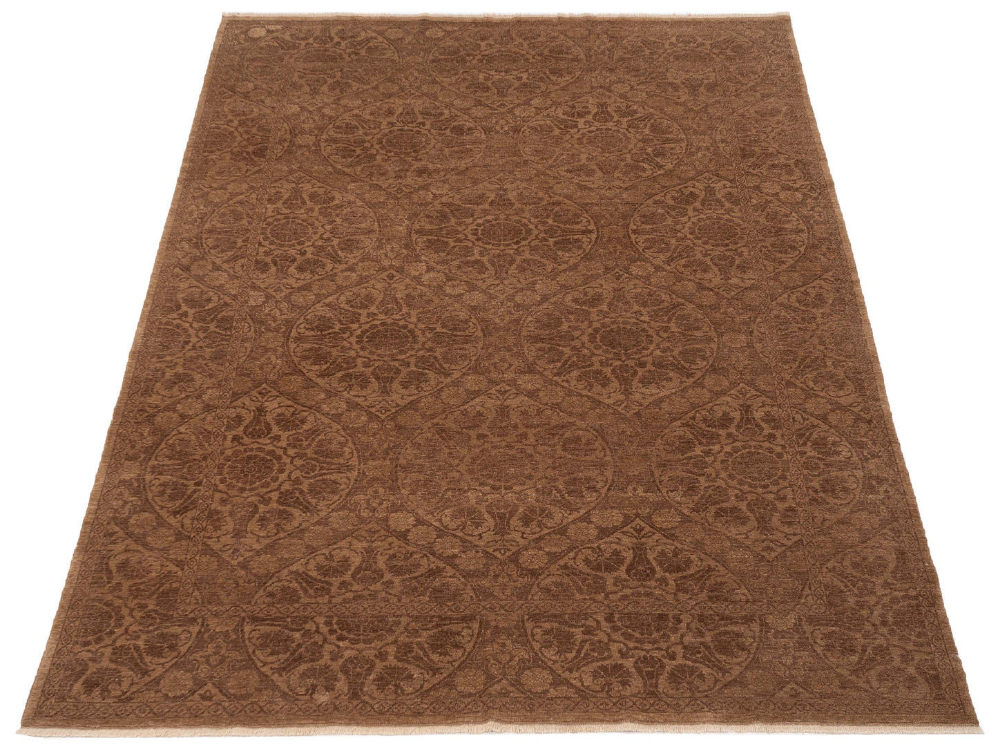 Defne Lotus Brown Dark Brown 9.6x11.8 Hand Knotted Rug