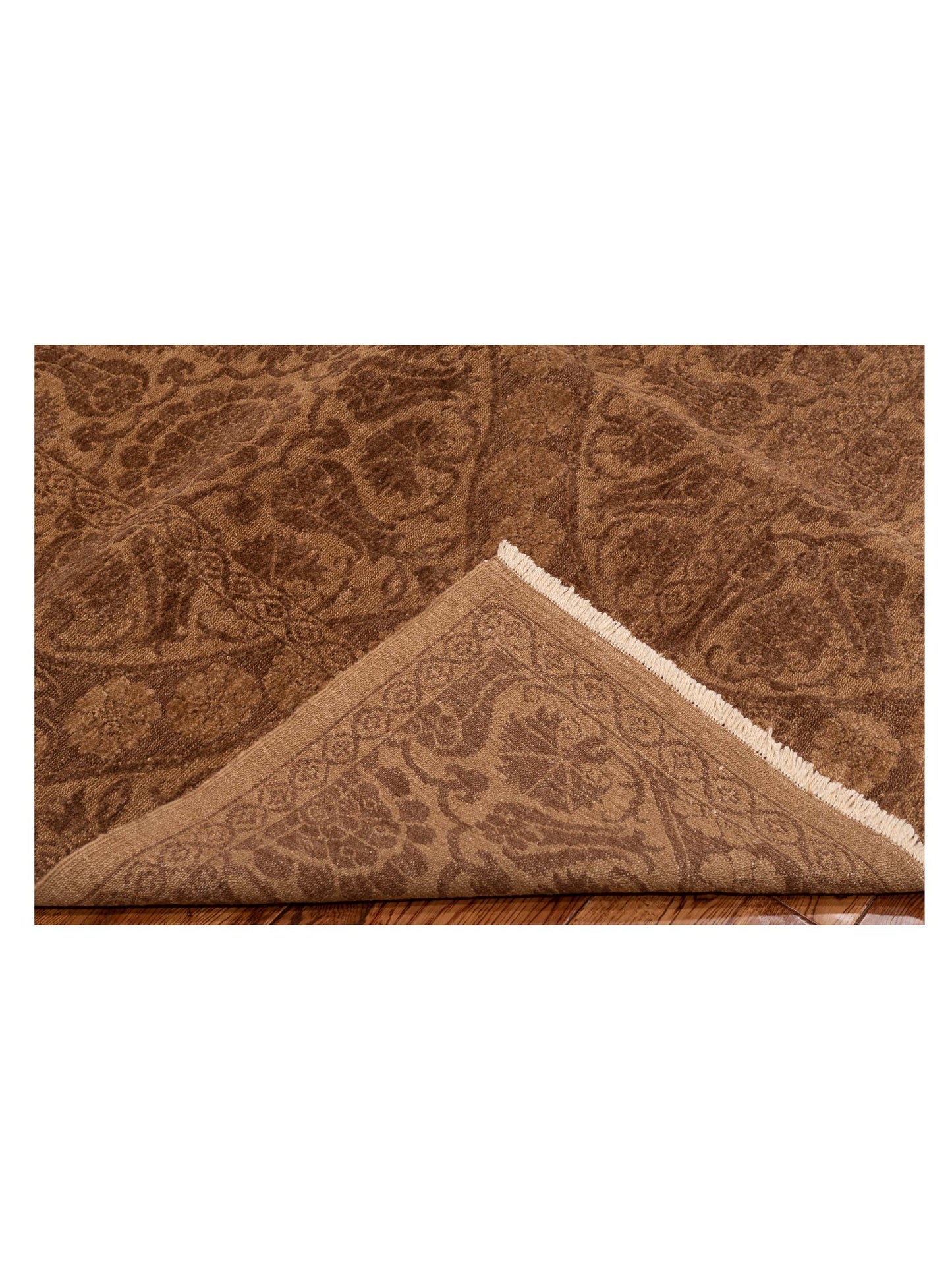 Defne Lotus Brown Dark Brown 9.6x11.8 Hand Knotted Rug