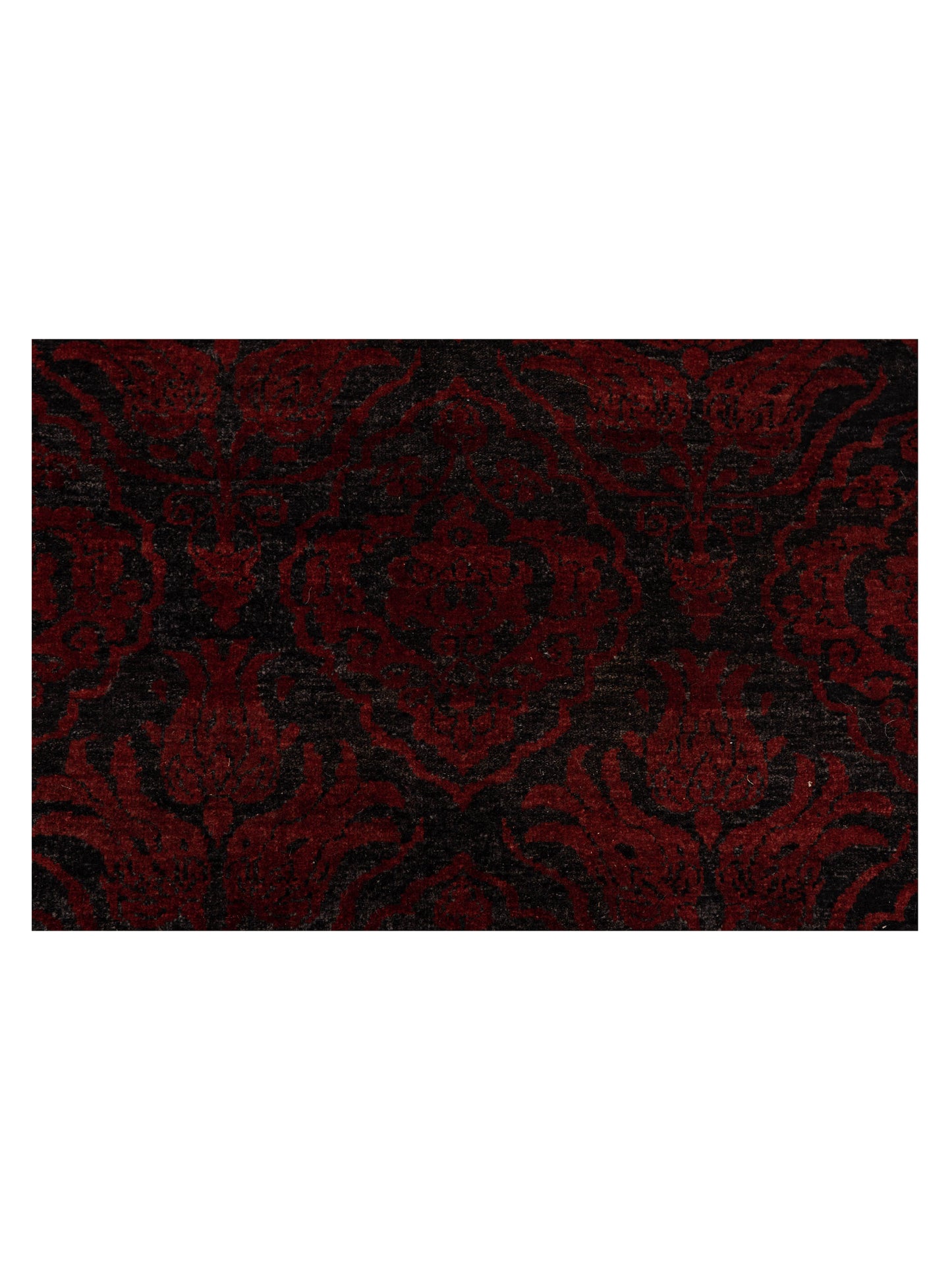 Defne Tulip Charcoal Red 6.4x8.6 Hand Knotted Rug