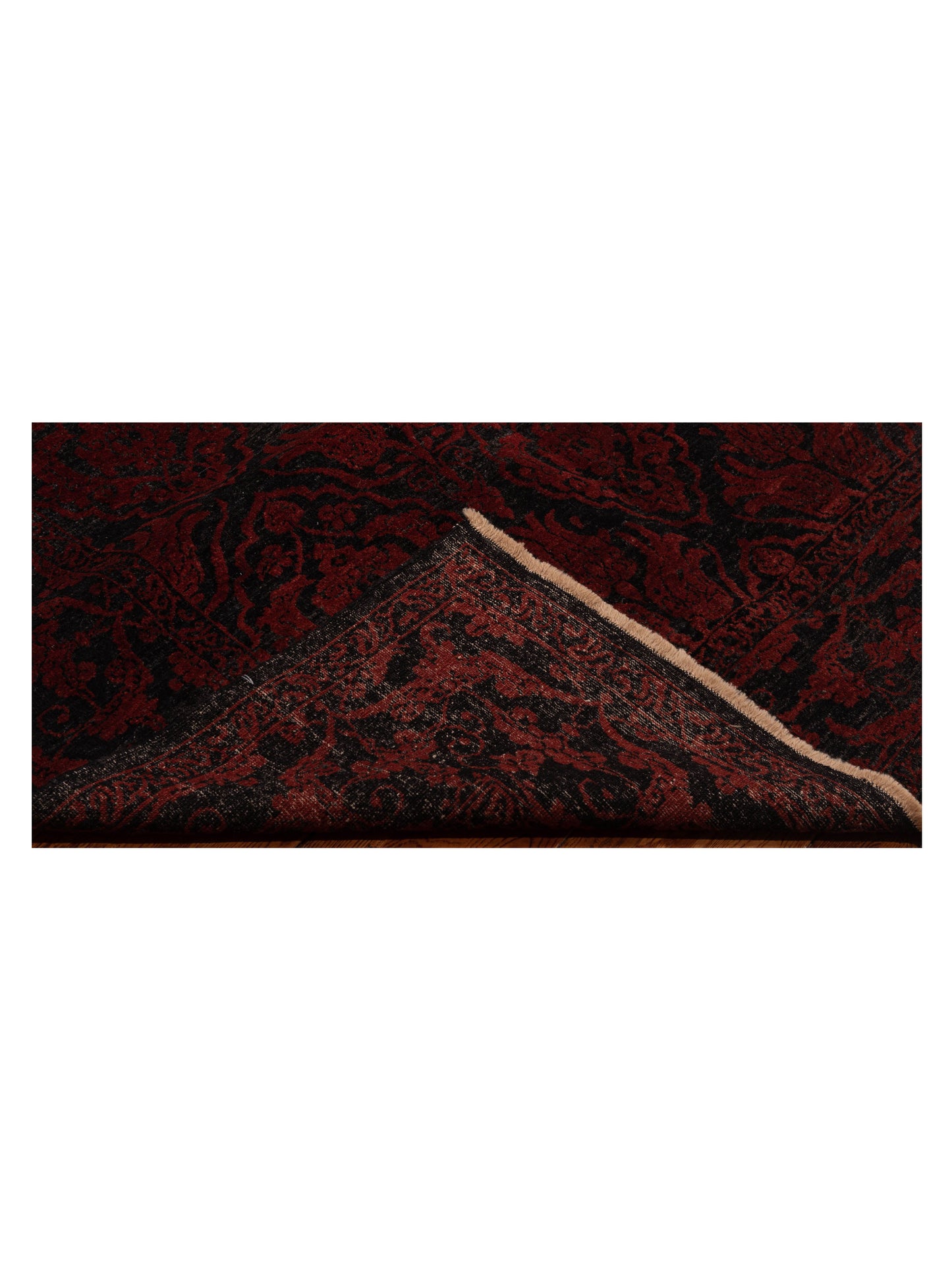 Defne Tulip Charcoal Red 6.4x8.6 Hand Knotted Rug