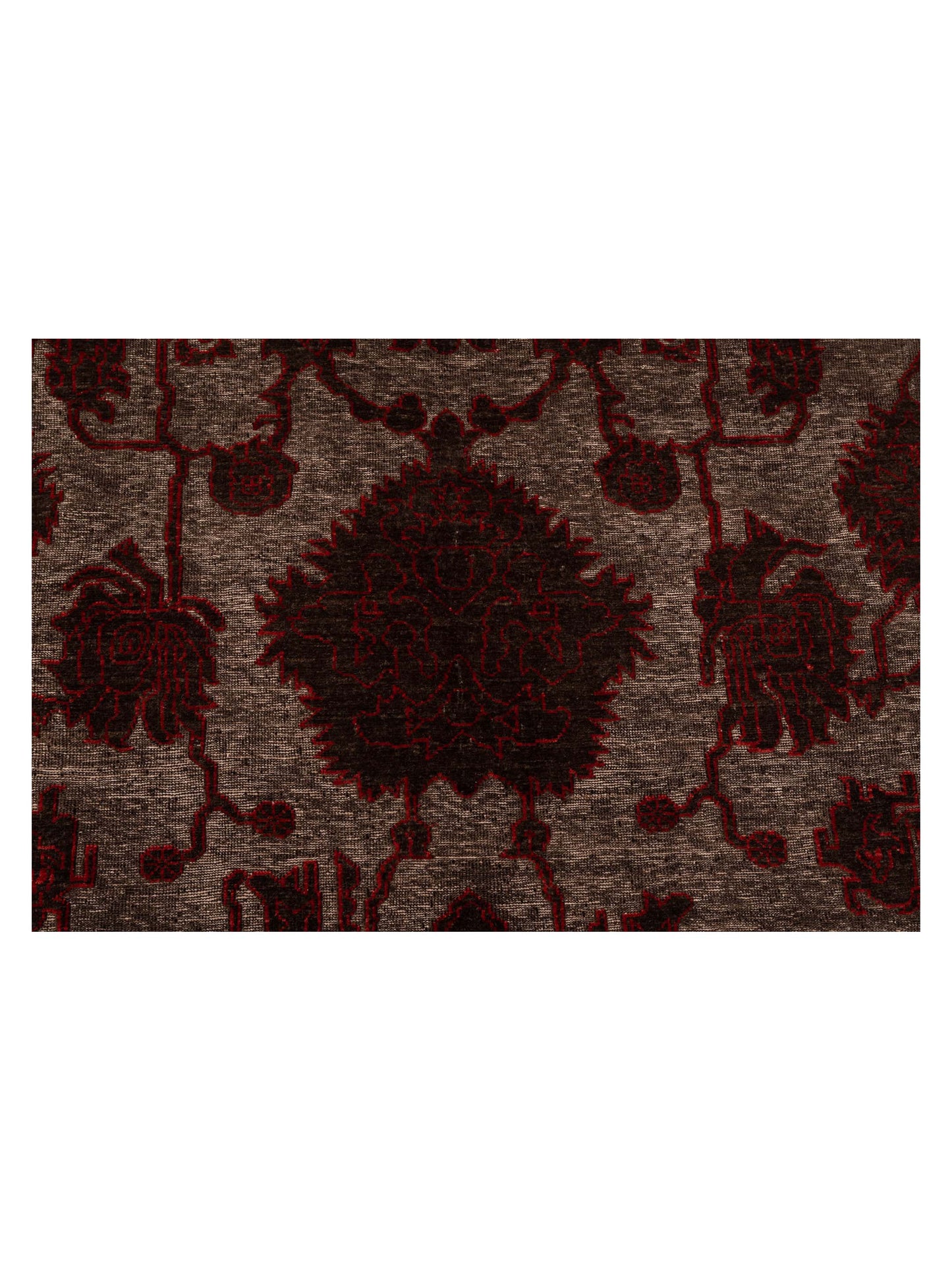 Defne Jade Charcoal Red 6.8x9.4 Hand Knotted Rug