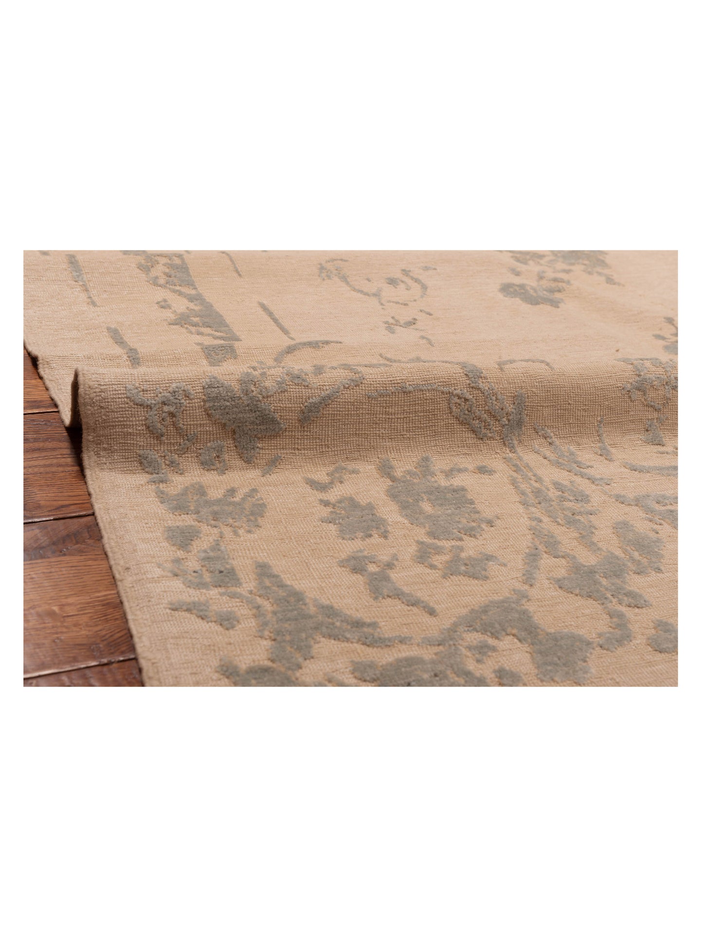 Defne Clove Ivory Blue 6.6x9.7 Hand Knotted Rug