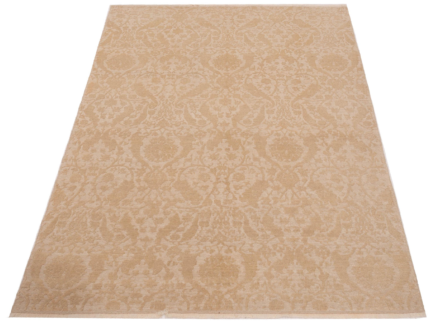 Defne Orchid Ivory Beige 6.8x8.8 Hand Knotted Rug