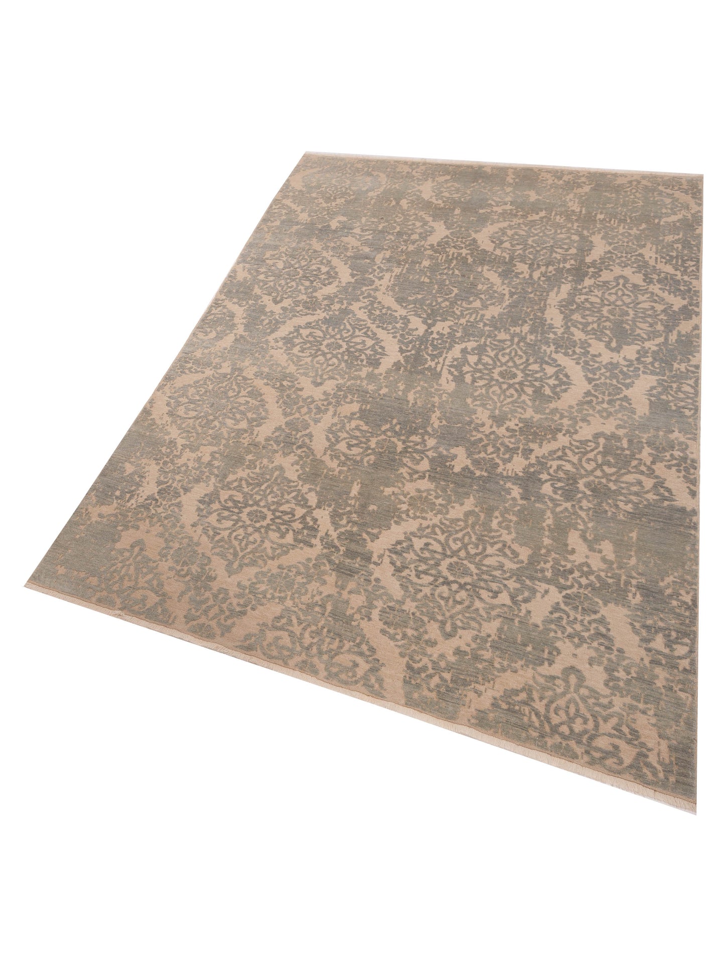 Defne Beony Ivory Ice Blue 6.6x9.9 Hand Knotted Rug