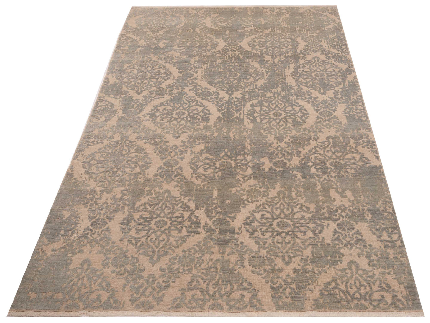 Defne Beony Ivory Ice Blue 6.6x9.9 Hand Knotted Rug