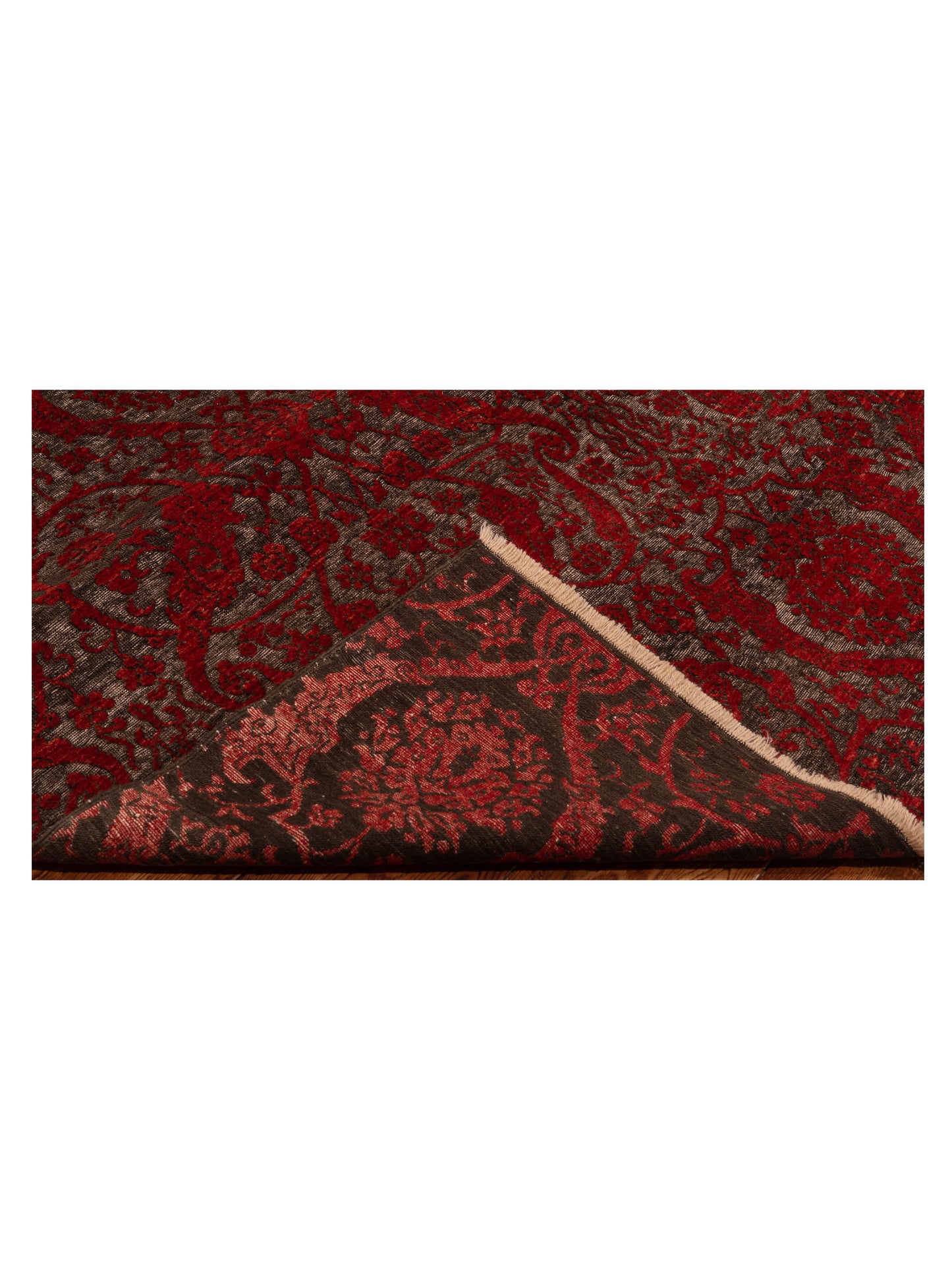 Defne Orchid Charcoal Red 6.7x9.8 Hand Knotted Rug