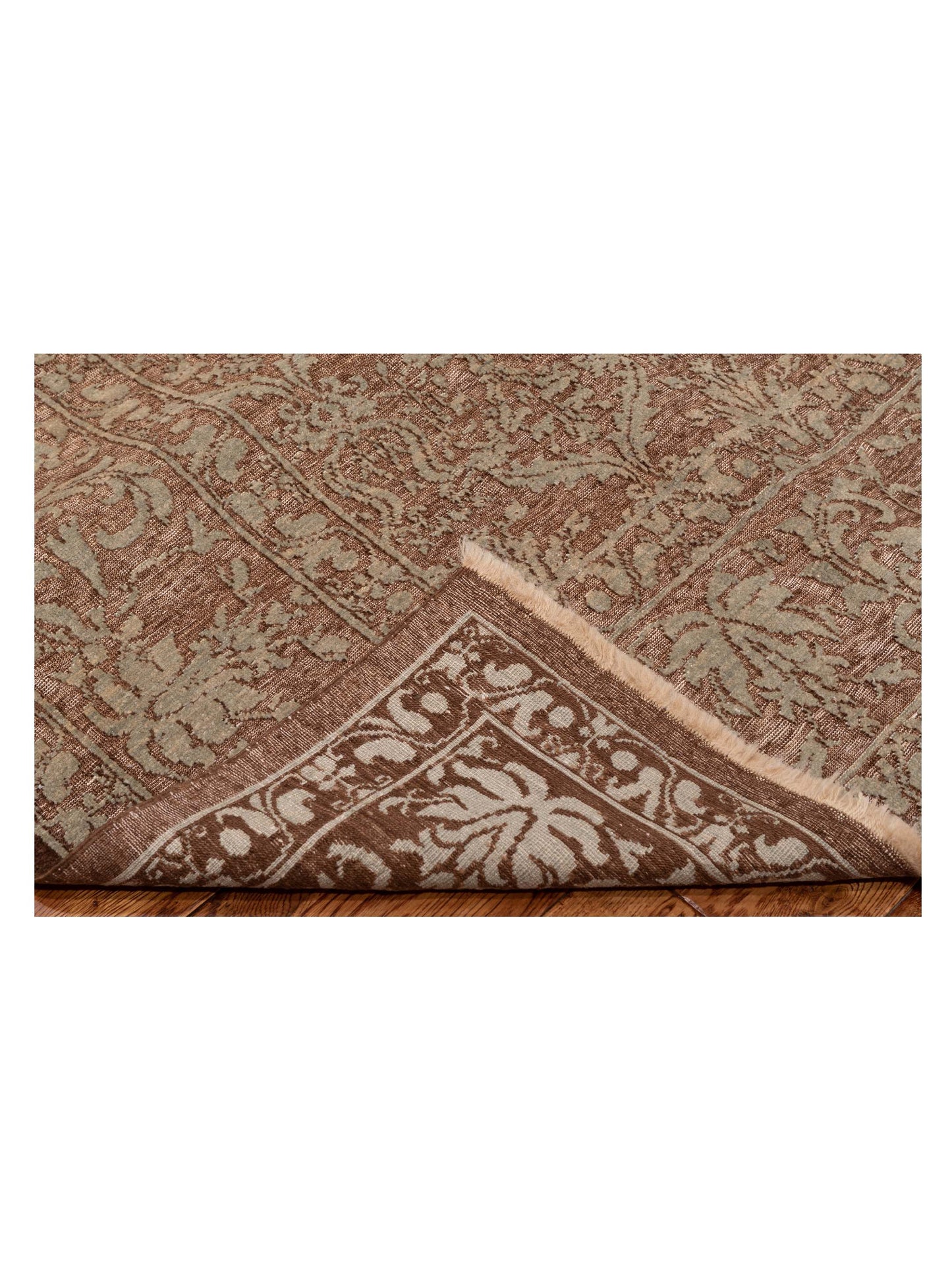 Defne Begonia Brown Silver 9.1x11.7 Hand Knotted Rug