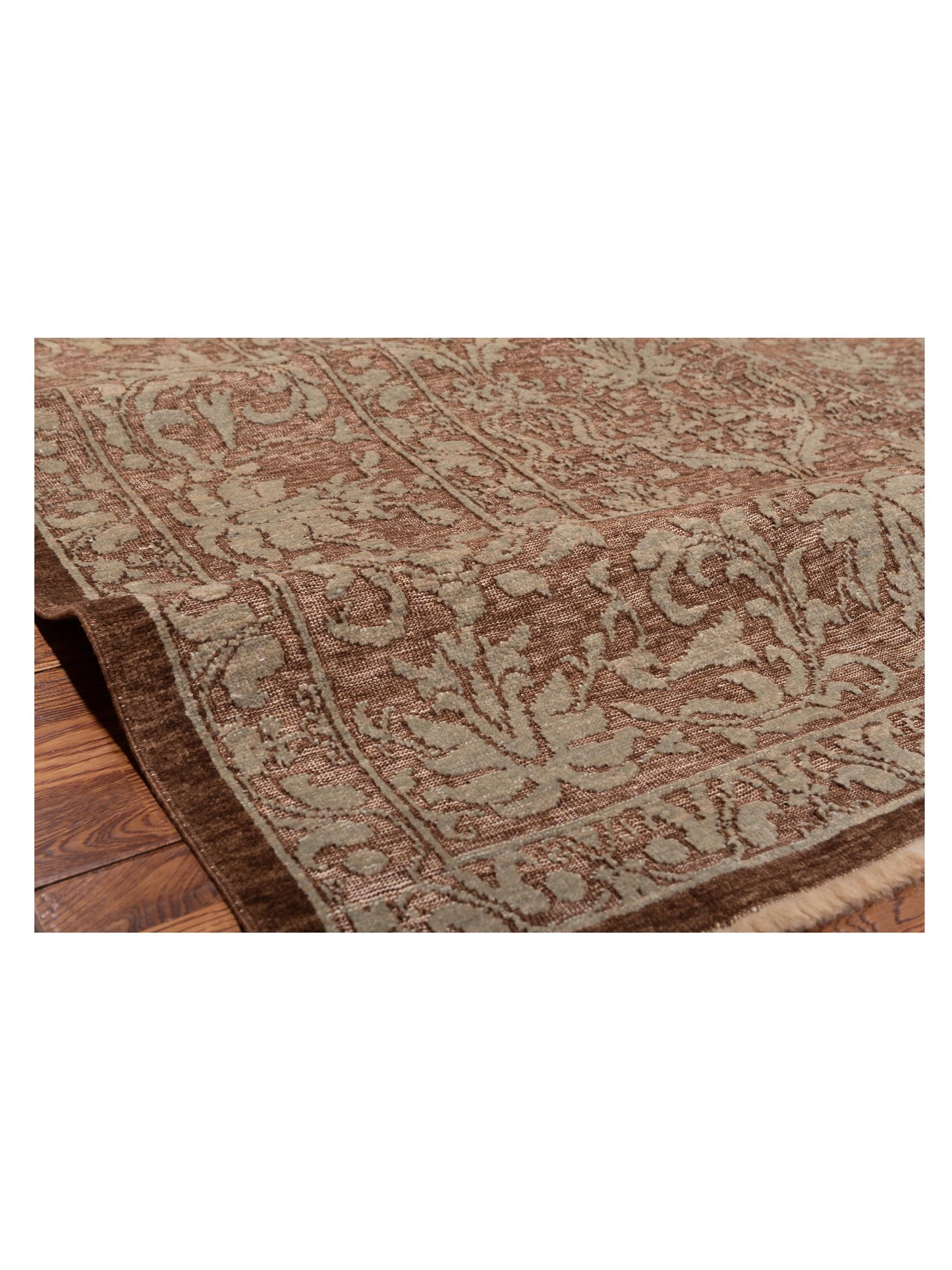 Defne Begonia Brown Silver 9.1x11.7 Hand Knotted Rug