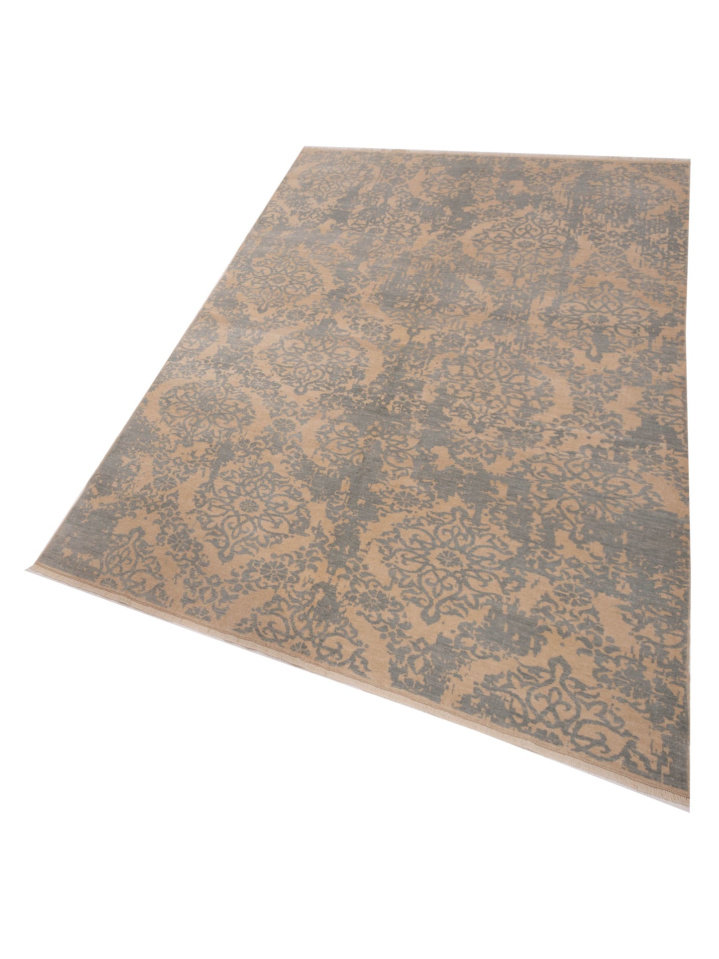 Defne Beony Ivory Ice Blue 6.8x10.2 Hand Knotted Rug