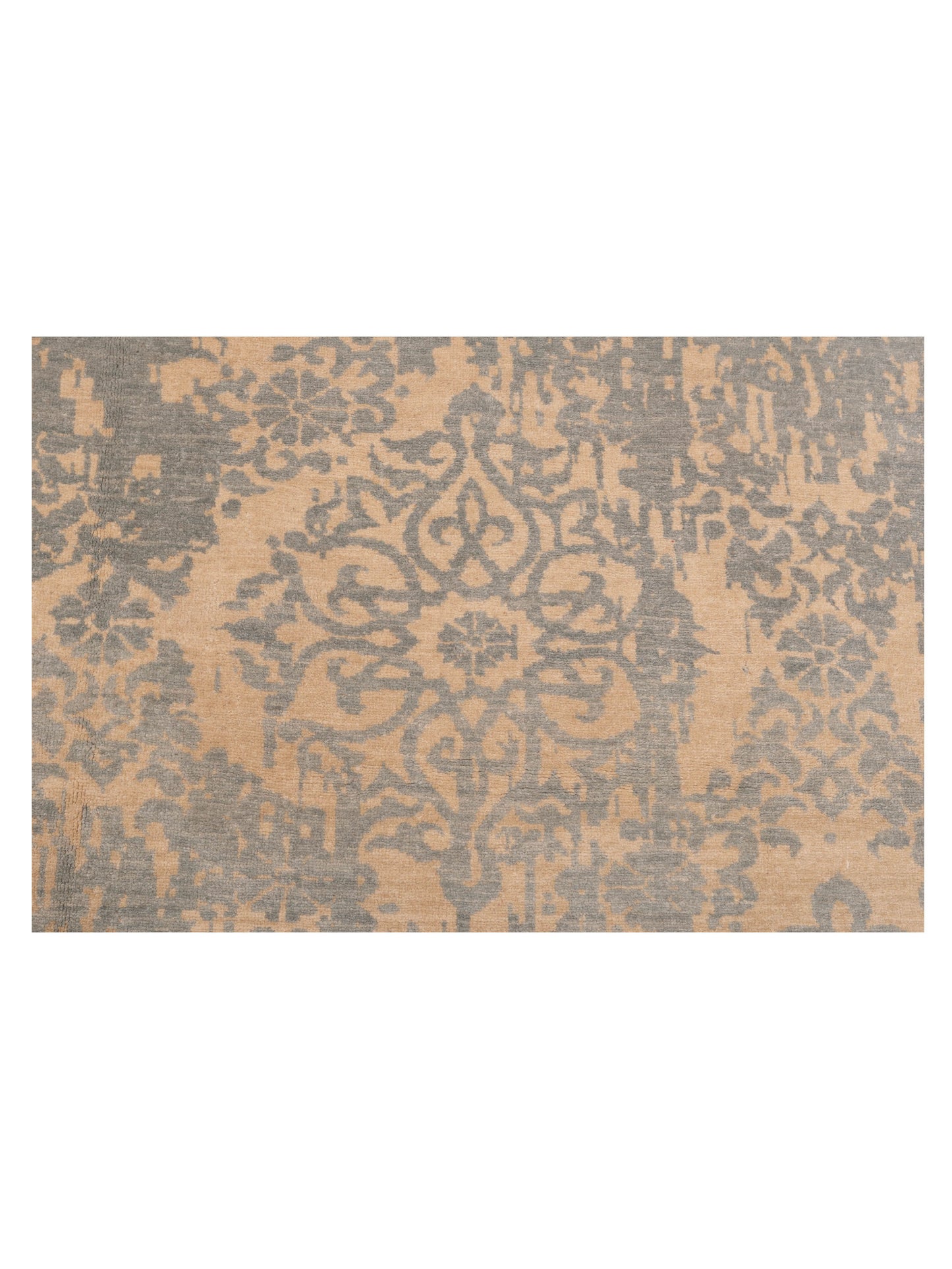 Defne Beony Ivory Ice Blue 6.8x10.2 Hand Knotted Rug