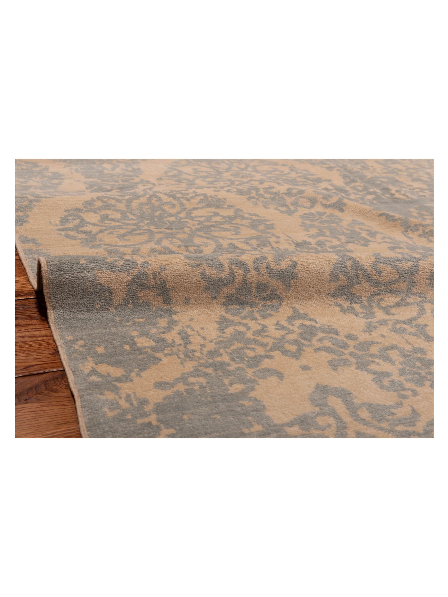 Defne Beony Ivory Ice Blue 6.8x10.2 Hand Knotted Rug