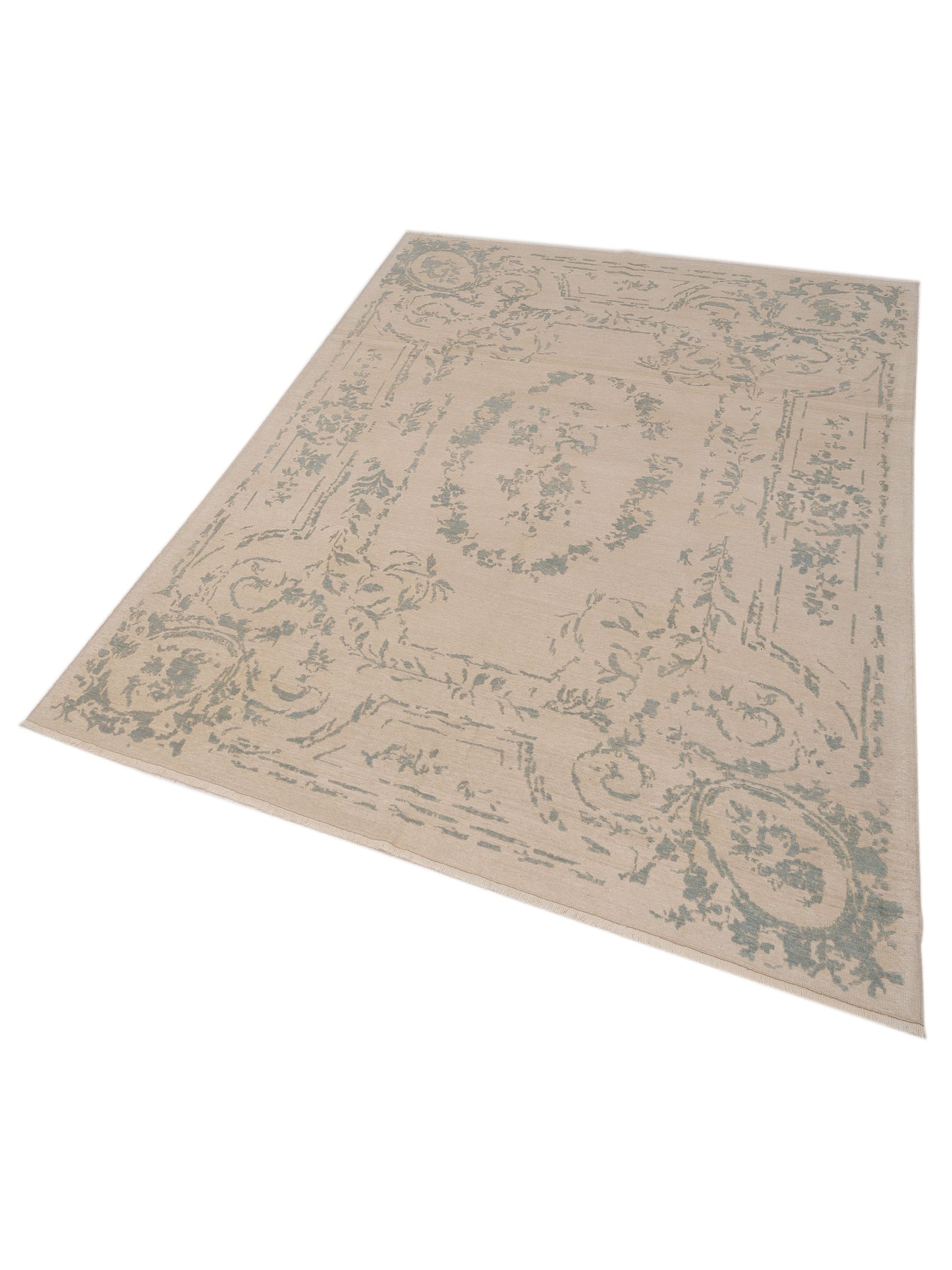 Defne Aster Ivory Blue 7.7x9.9 Hand Knotted Rug