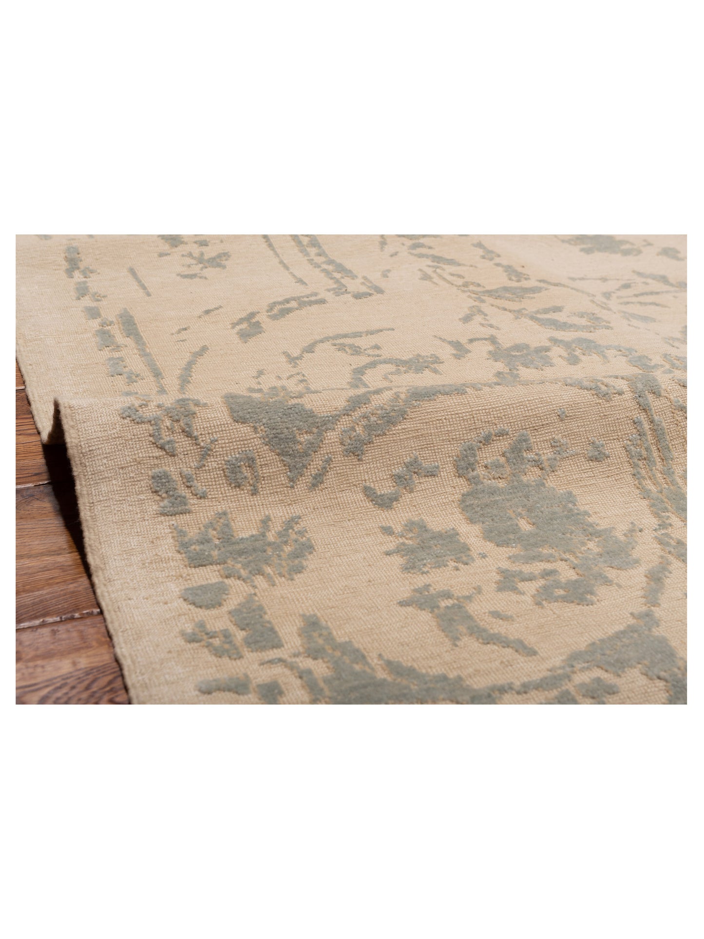 Defne Aster Ivory Blue 7.7x9.9 Hand Knotted Rug