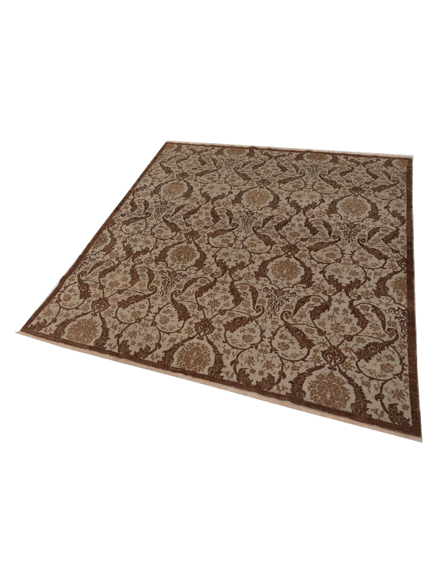 Defne Orchid Beige Brown 8x8.11 Hand Knotted Rug
