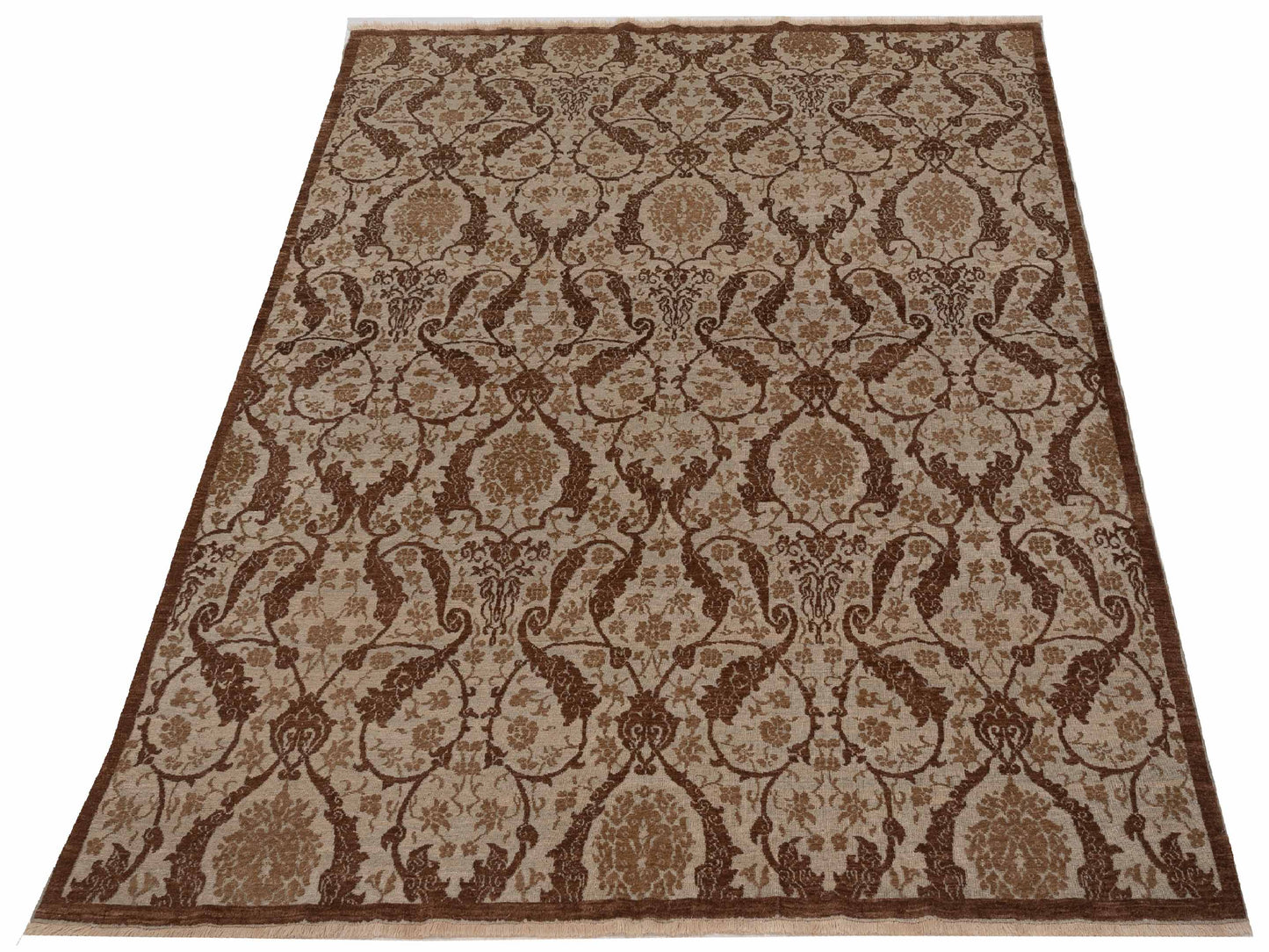 Defne Orchid Beige Brown 8x8.11 Hand Knotted Rug