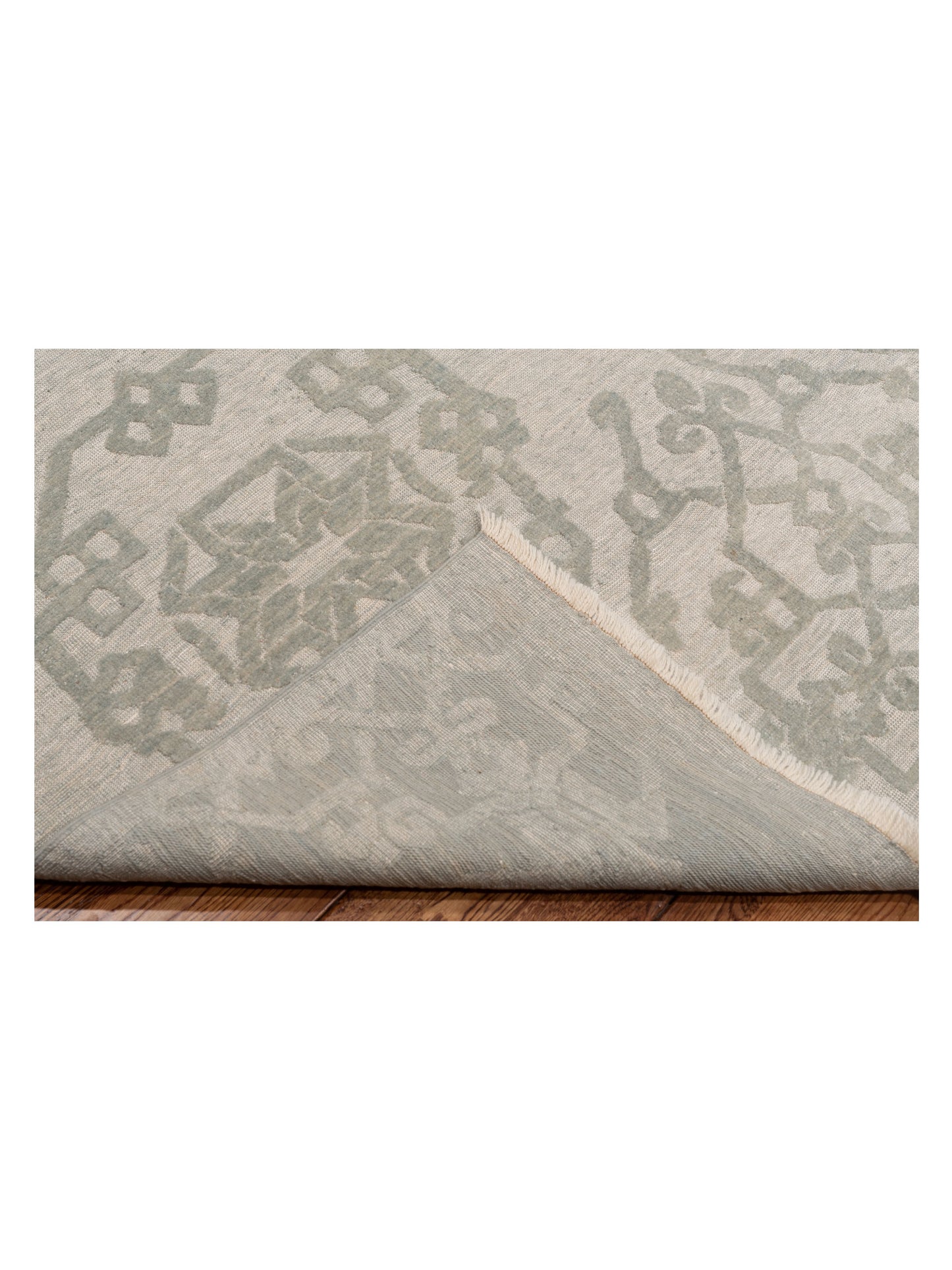 Defne Leaf Ice Blue Ice Blue 8x9.5 Hand Knotted Rug