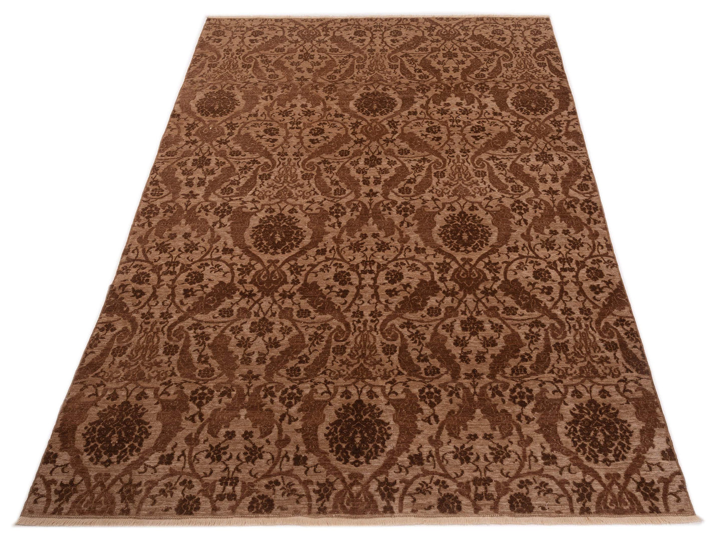 Defne Orchid Brown Drak Brown 6.7x9.9 Hand Knotted Rug
