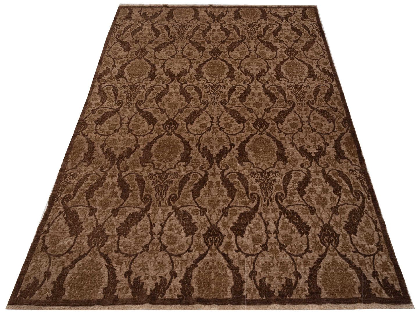 Defne Orchid Brown Brown 7.11x9.6 Hand Knotted Rug