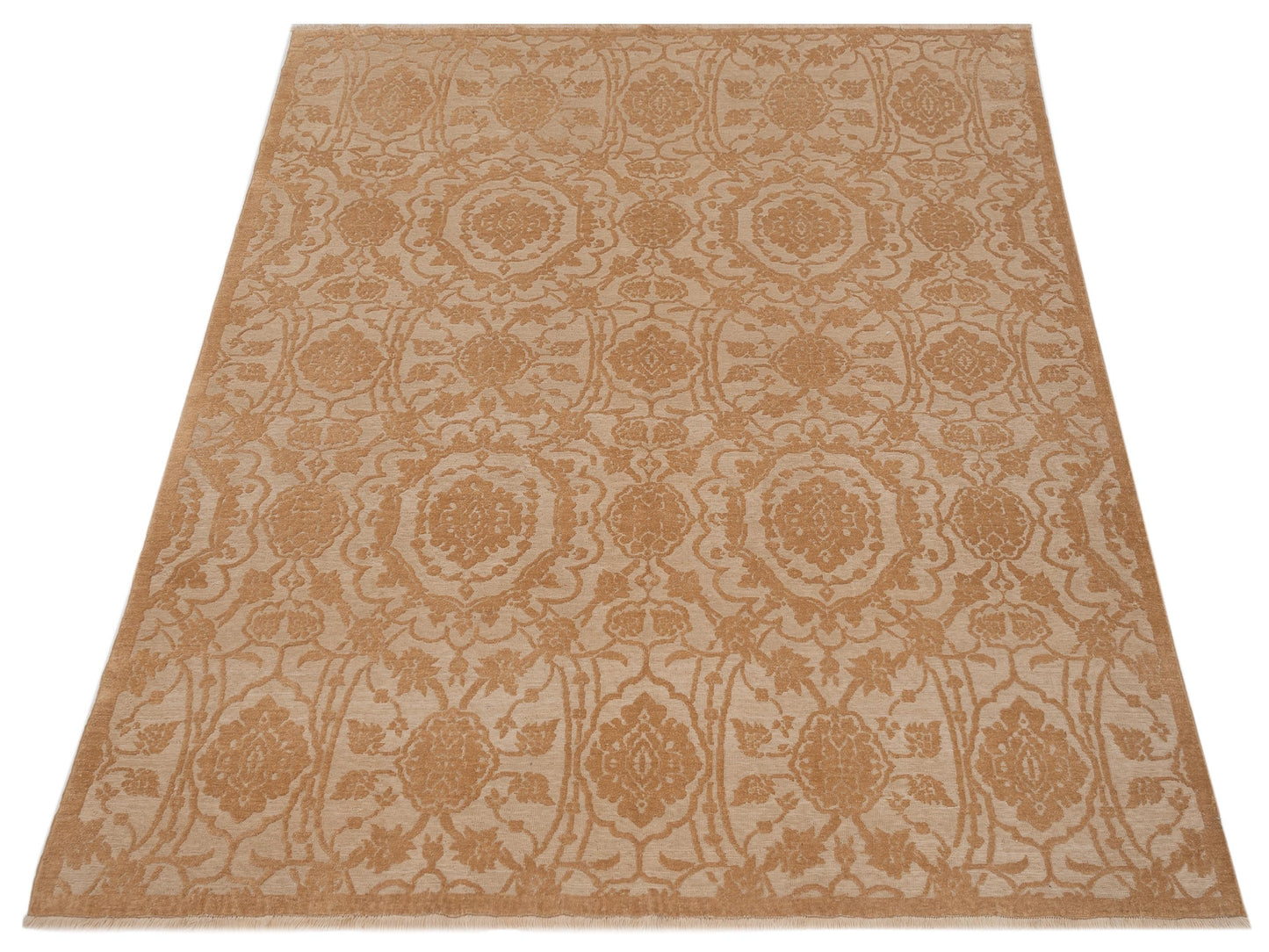 Defne Orchid Ivory Gold 8x8.8 Hand Knotted Rug