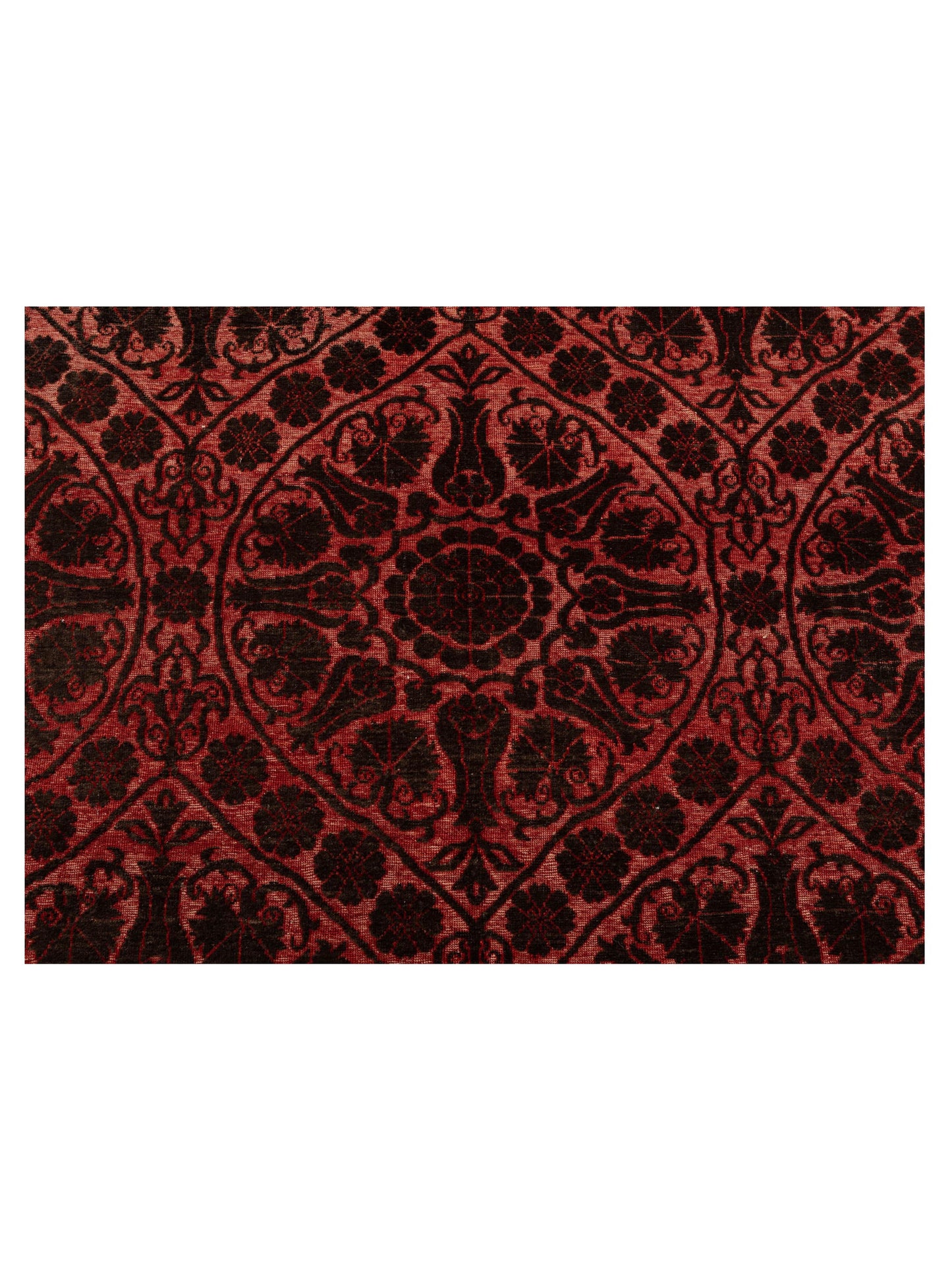 Defne Lotus Charcoal Red 6.6x10 Hand Knotted Rug