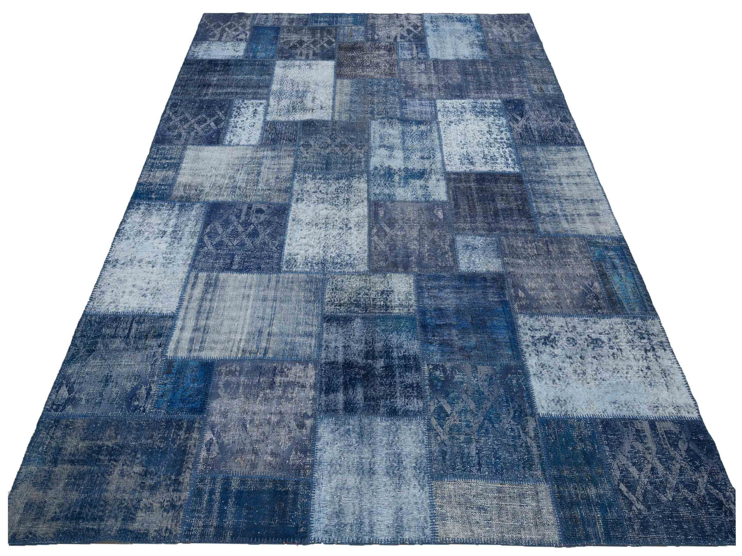 Turkish Vestige Patchwork 147549 Indigo 9.10x13.2 Hand Knotted Rug