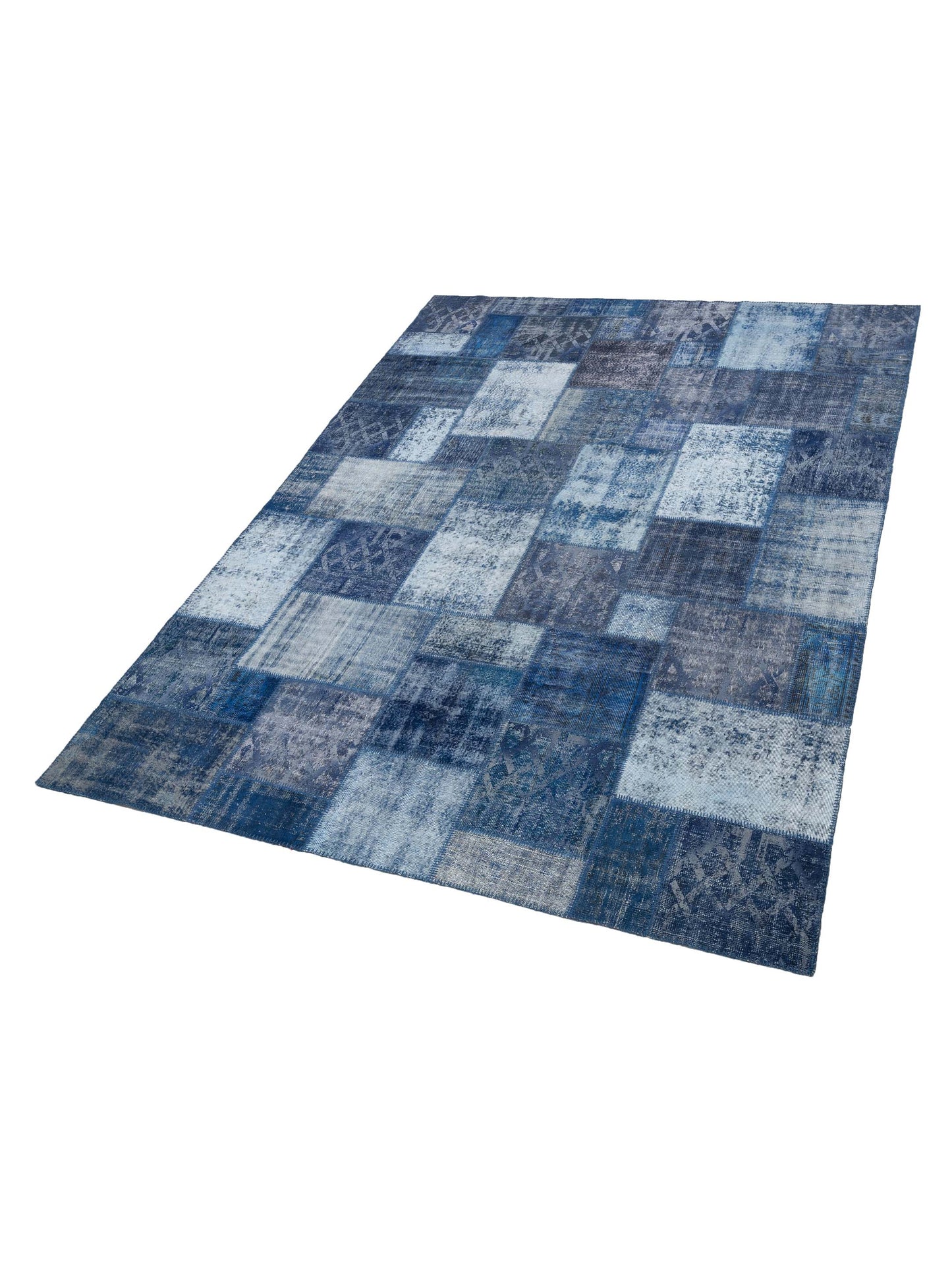 Turkish Vestige Patchwork 147549 Indigo 9.10x13.2 Hand Knotted Rug