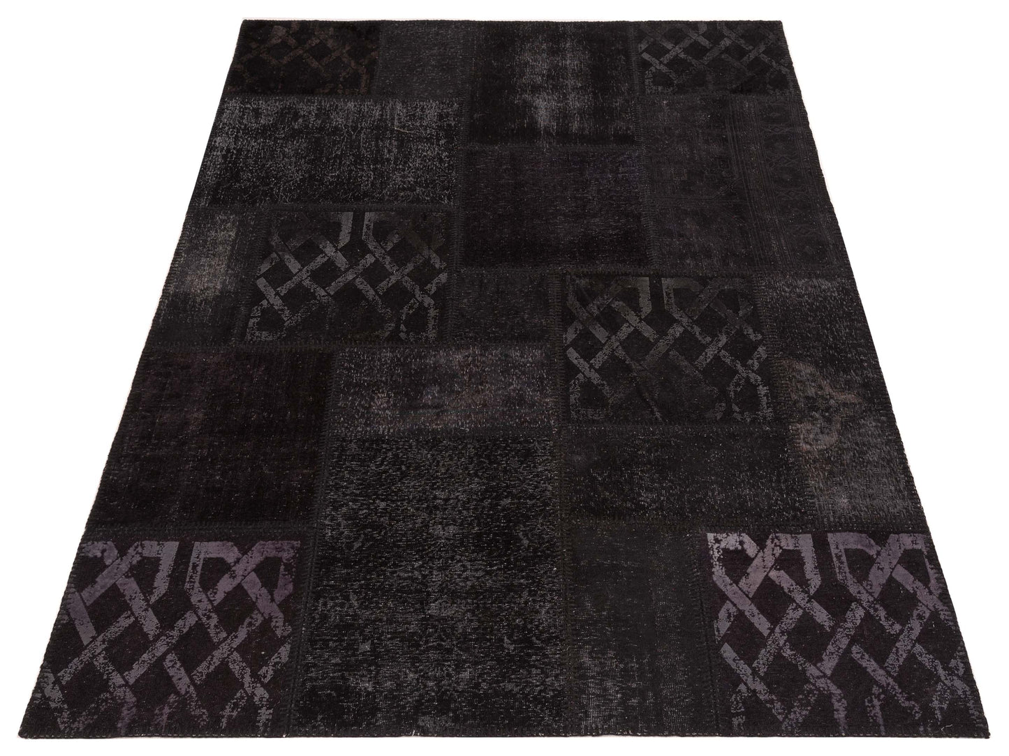 Turkish Vestige Patchwork 147550 Black 5.7x7.11 Hand Knotted Rug