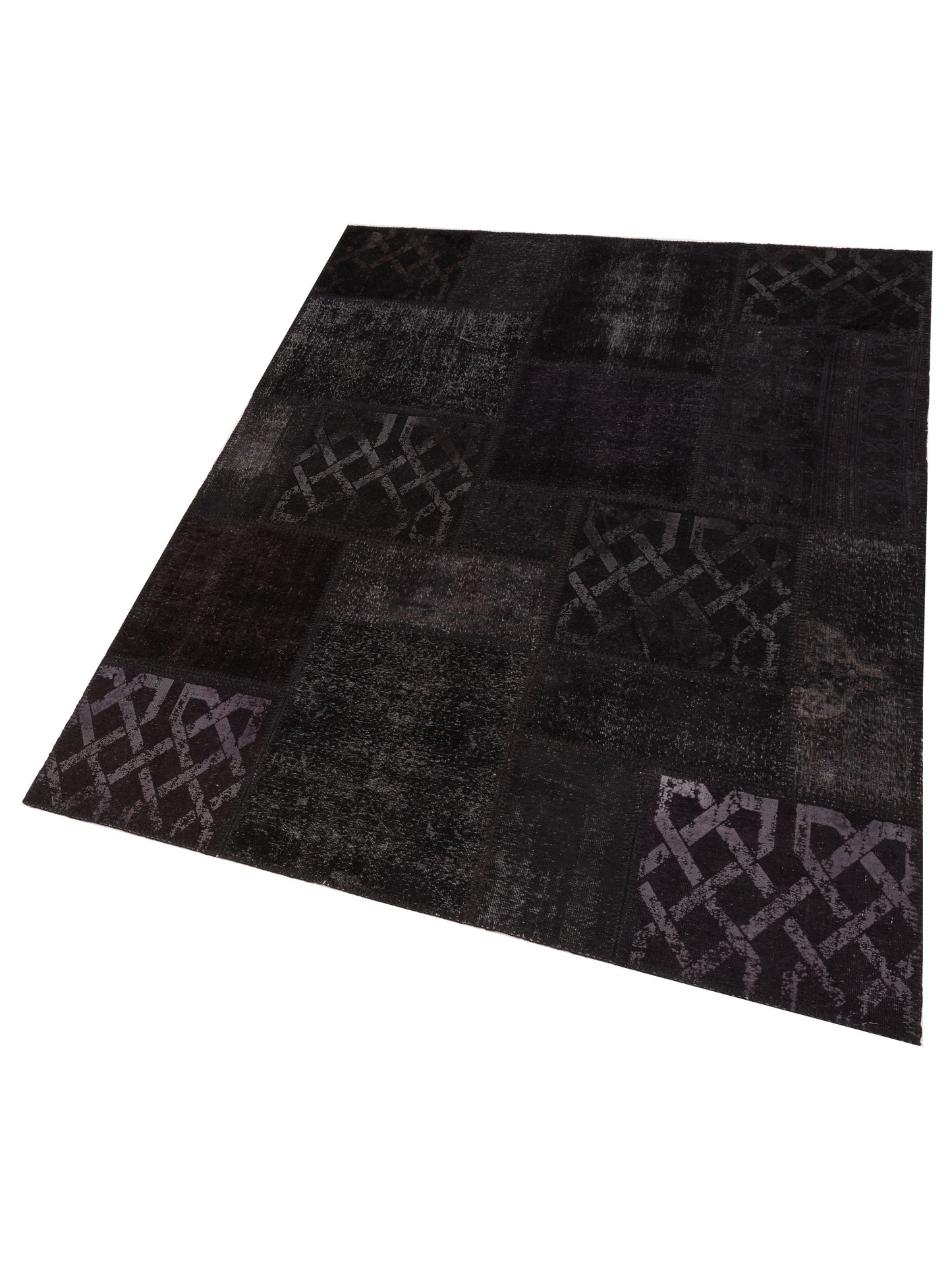 Turkish Vestige Patchwork 147550 Black 5.7x7.11 Hand Knotted Rug