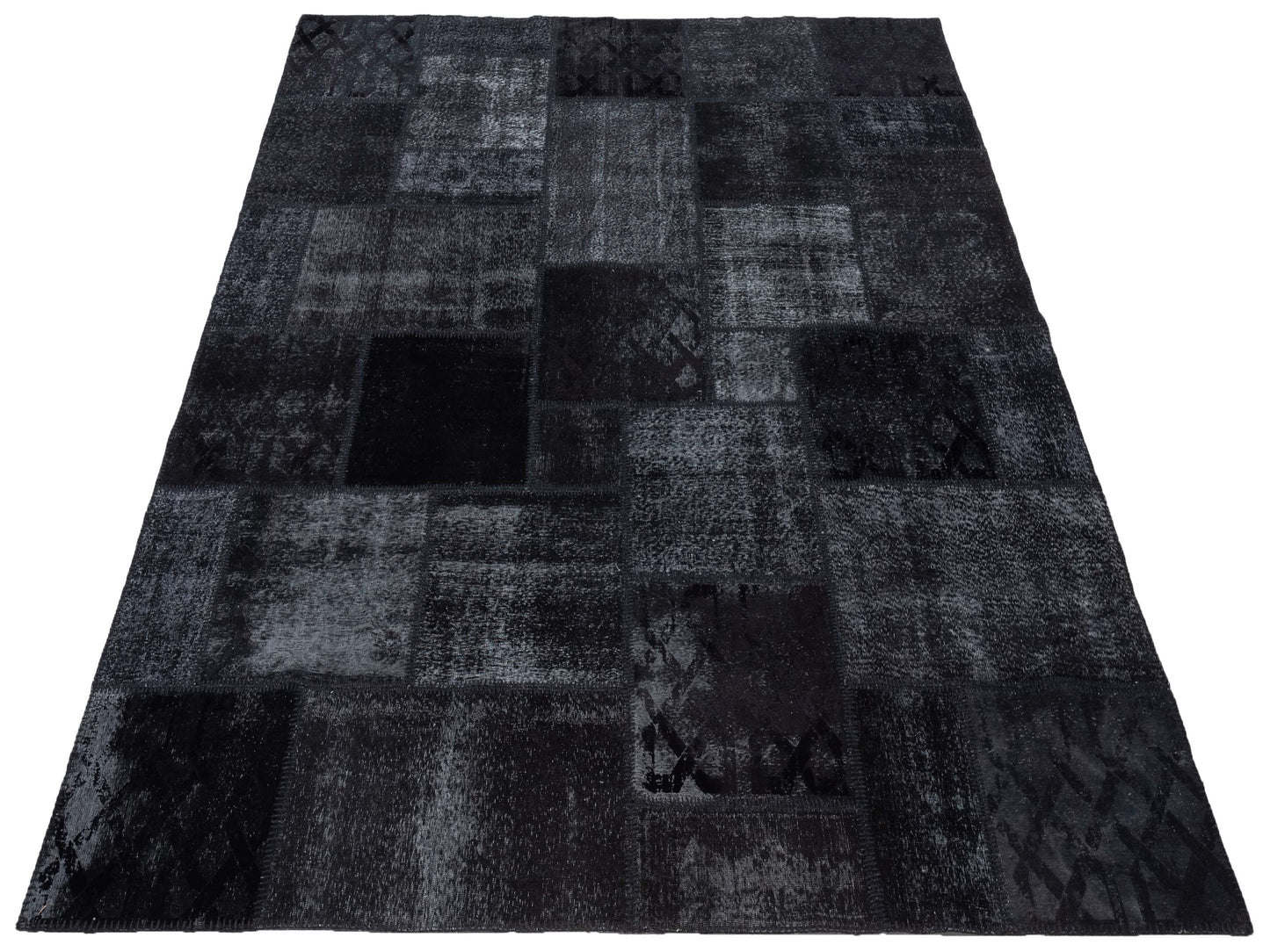 Turkish Vestige Patchwork 147551 Black 8.3x9.10 Hand Knotted Rug