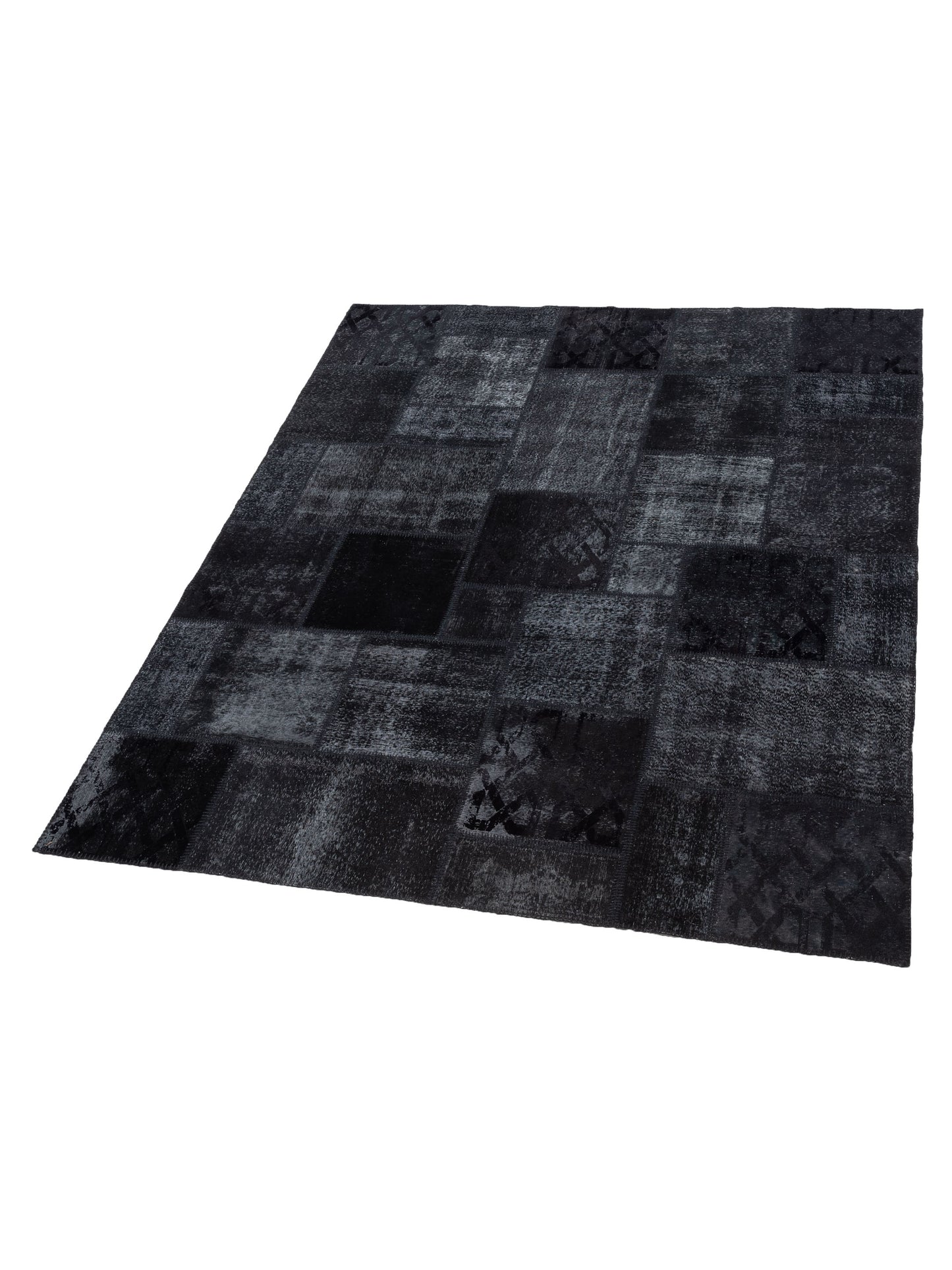 Turkish Vestige Patchwork 147551 Black 8.3x9.10 Hand Knotted Rug