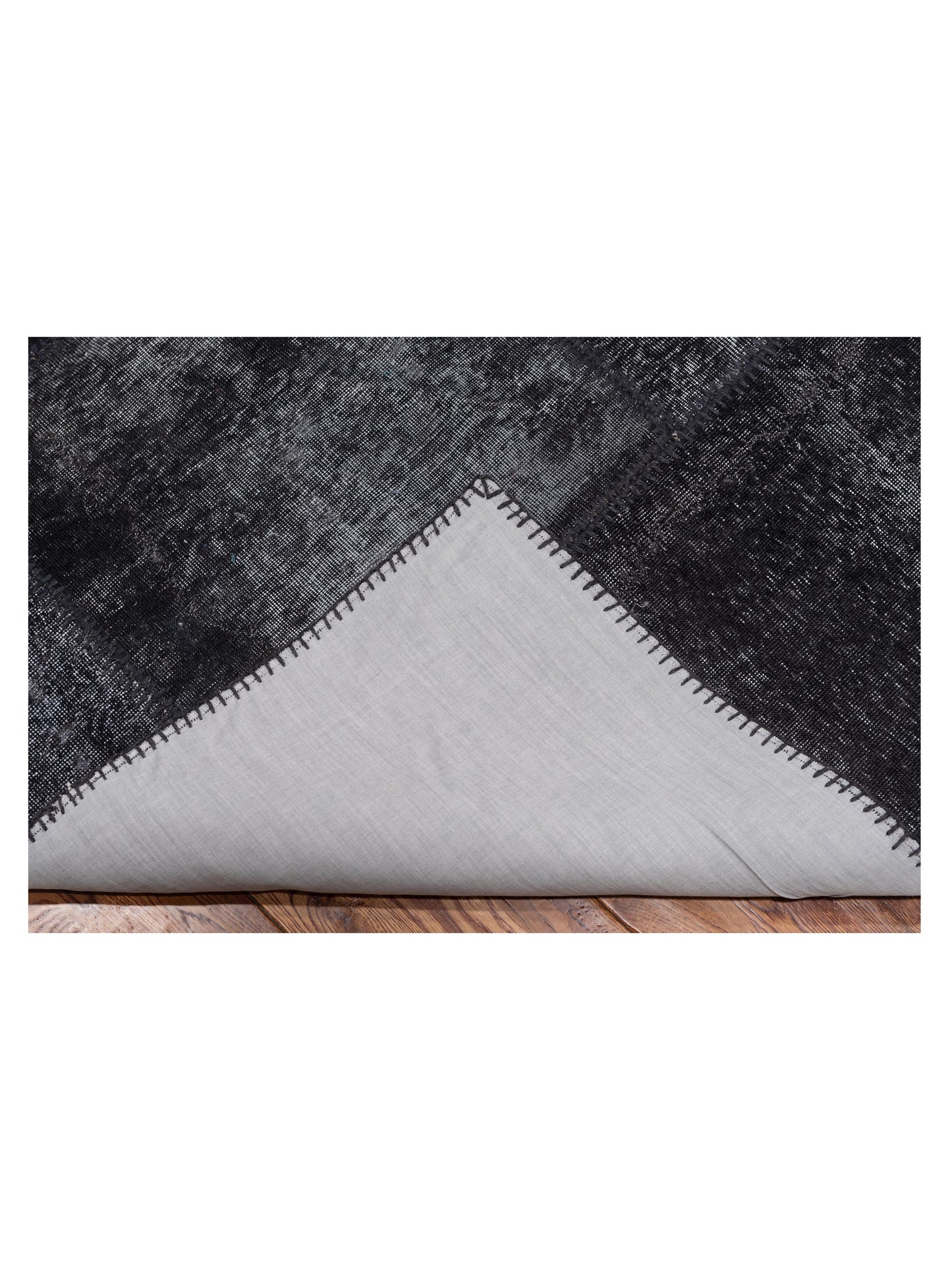 Turkish Vestige Patchwork 147551 Black 8.3x9.10 Hand Knotted Rug