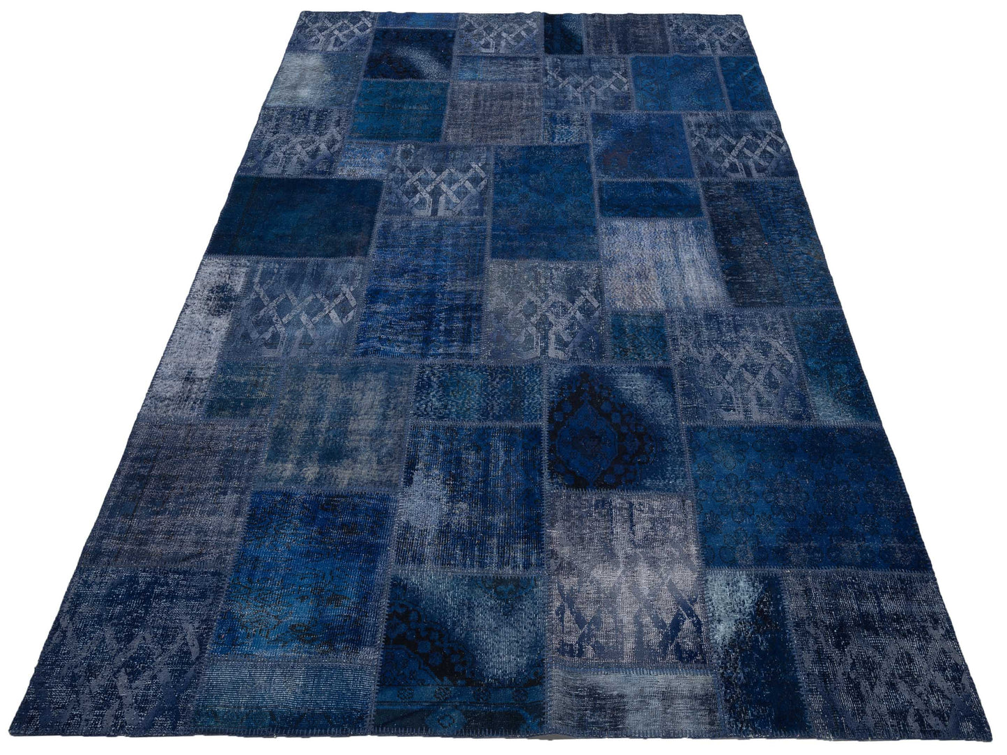 Turkish Vestige Patchwork 147552 Dark Blue 9x12 Hand Knotted Rug