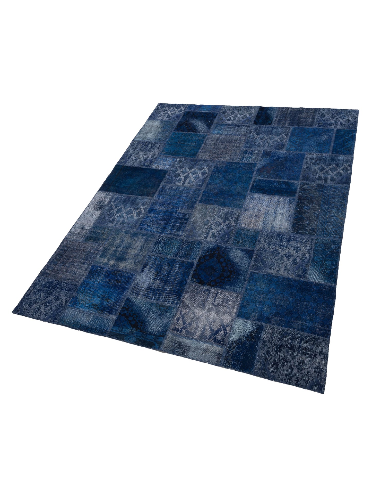Turkish Vestige Patchwork 147552 Dark Blue 9x12 Hand Knotted Rug