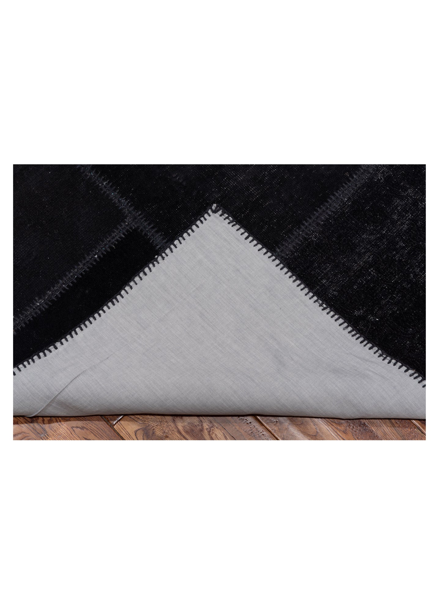 Turkish Vestige Patchwork 147553 Black 8.3x9.10 Hand Knotted Rug