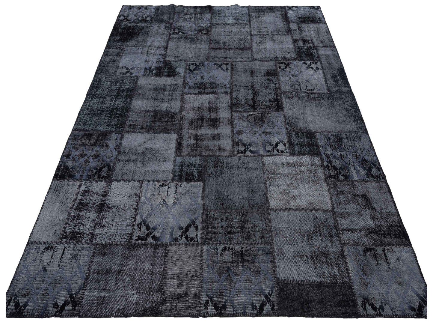 Turkish Vestige Patchwork 147557 Black 9.1x12 Hand Knotted Rug