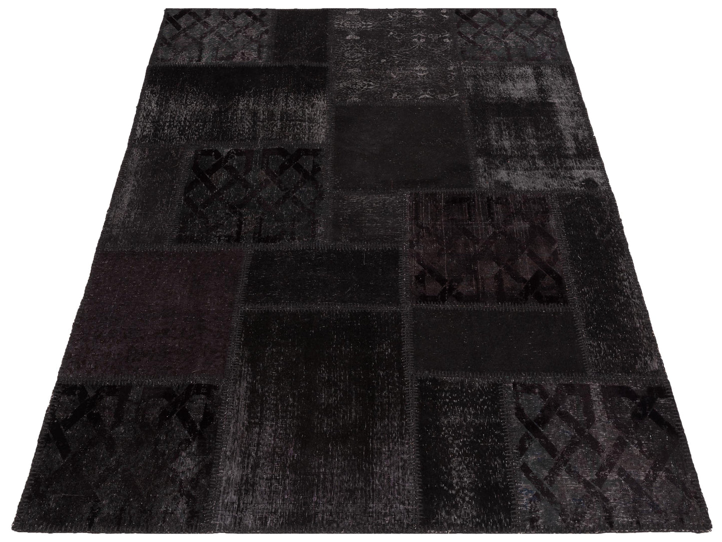 Turkish Vestige Patchwork 147558 Black 5.7x7.11 Hand Knotted Rug