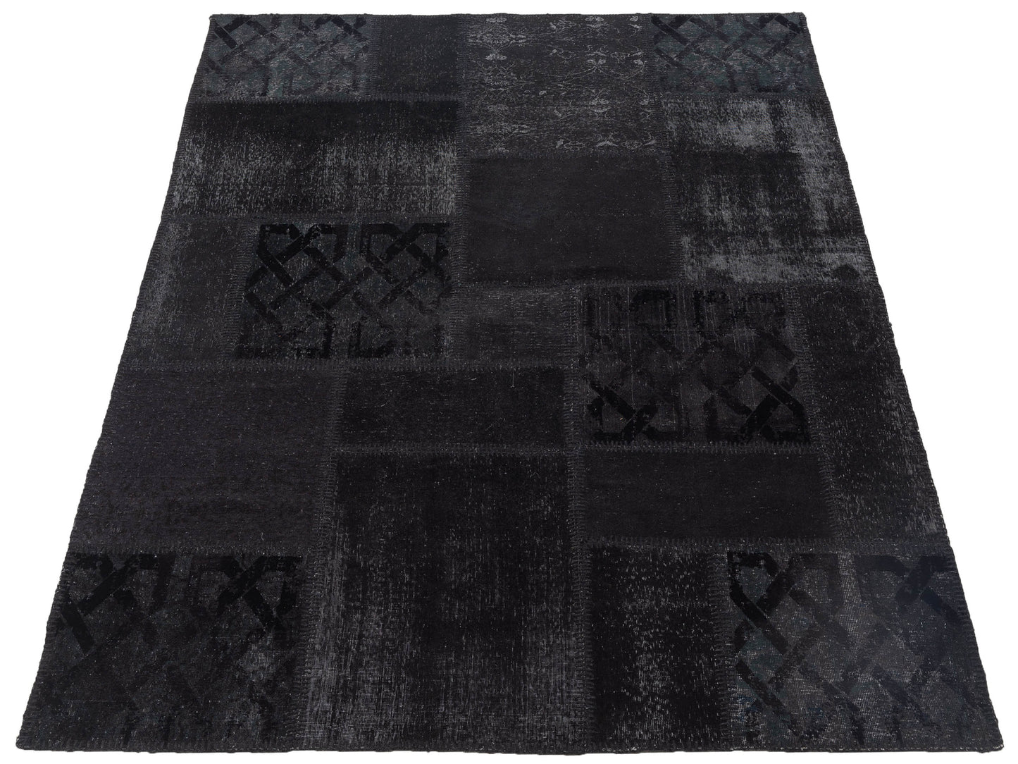Turkish Vestige Patchwork 147558 Black 5.7x7.11 Hand Knotted Rug