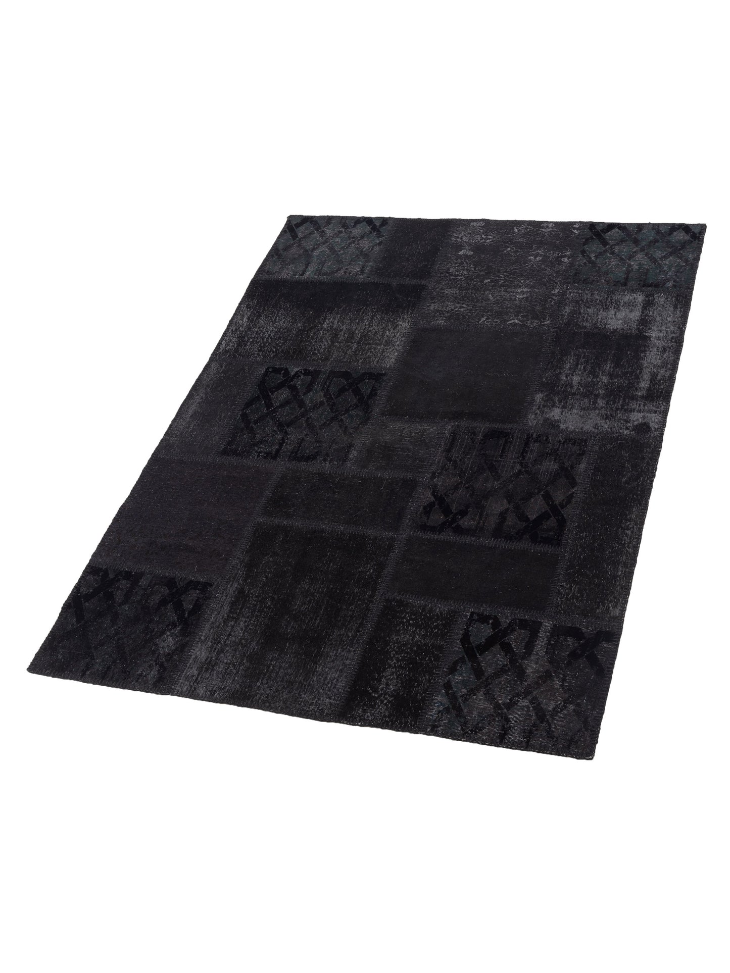 Turkish Vestige Patchwork 147558 Black 5.7x7.11 Hand Knotted Rug